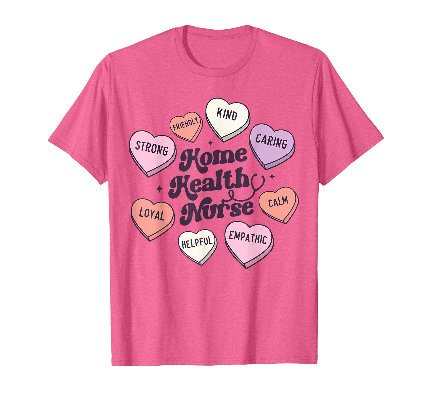 Home Health Nurse Groovy Medical Valentines Day Retro Hearts T-Shirt