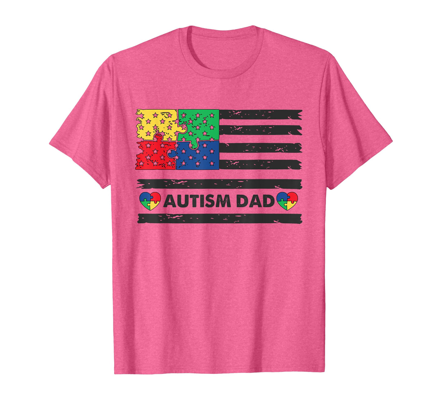 Autism Dad American Flag USA T-Shirt