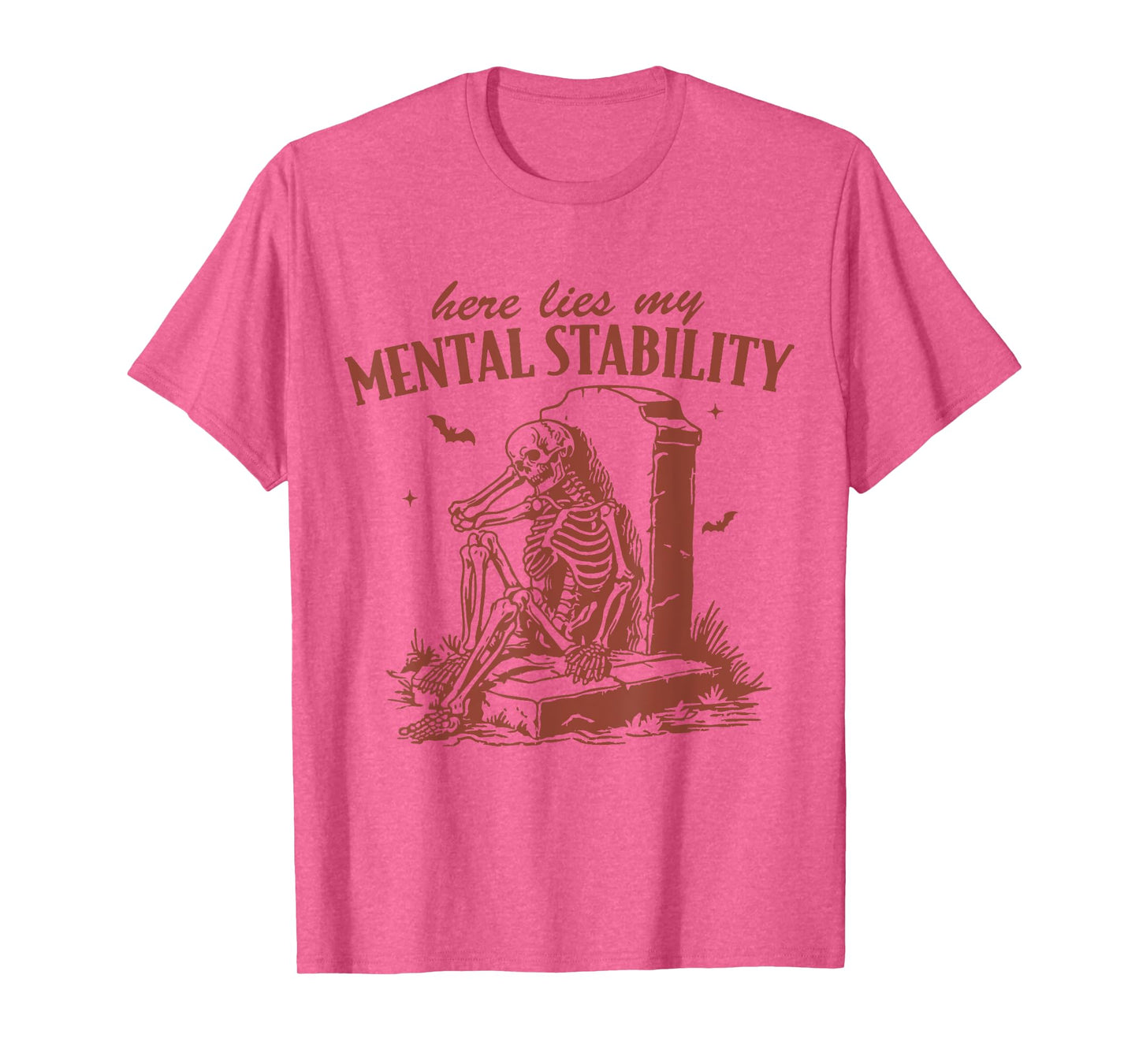 Here Lies My Mental Stability Halloween Skeleton Tombstone T-Shirt