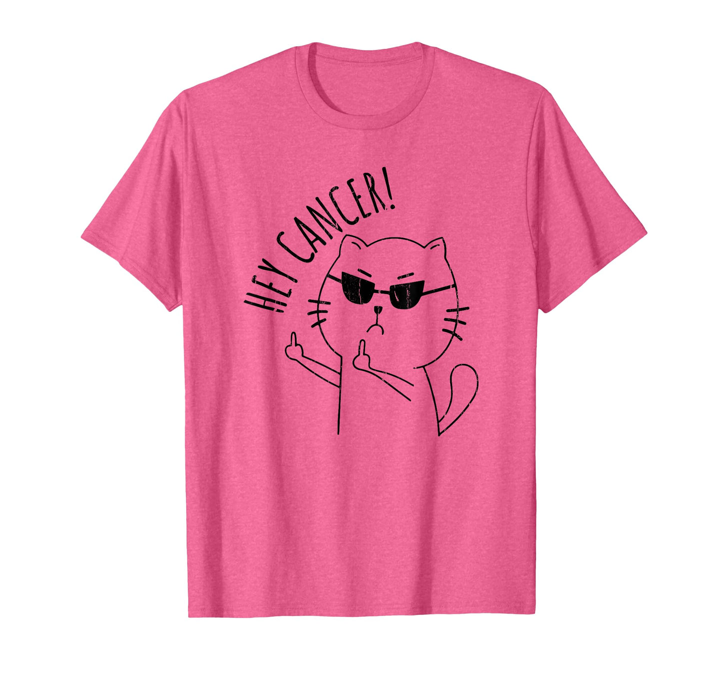 Hey Cancer F U, Funny Cat Middle Finger, Fuck Cancer T-Shirt