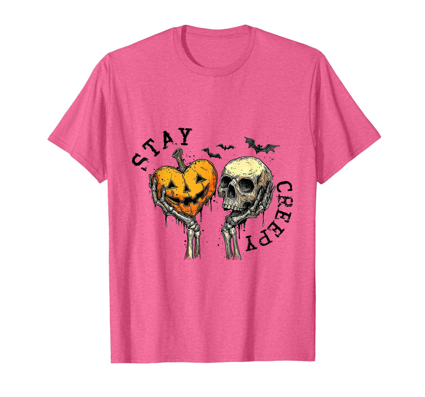 Stay Creepy Pumpkin Heart Skeleton Hand Spooky Halloween T-Shirt