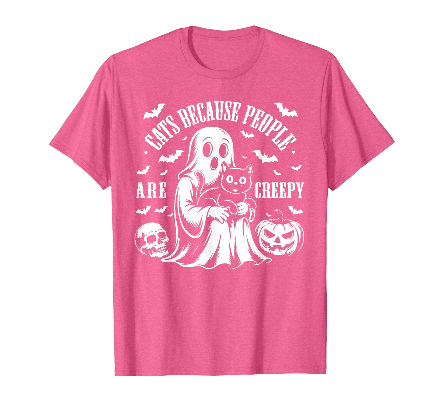 Cute Ghost Boo! Cats Because People are Creepy Cat Halloween T-Shirt