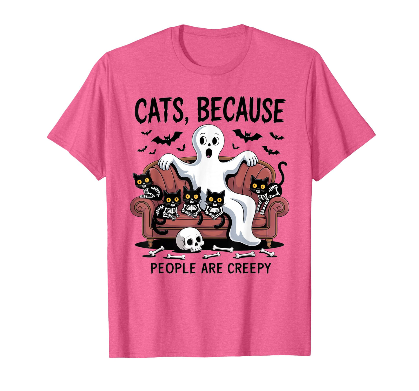 Cats Because People are Creepy Ghost Halloween Cat Mom Kids T-Shirt