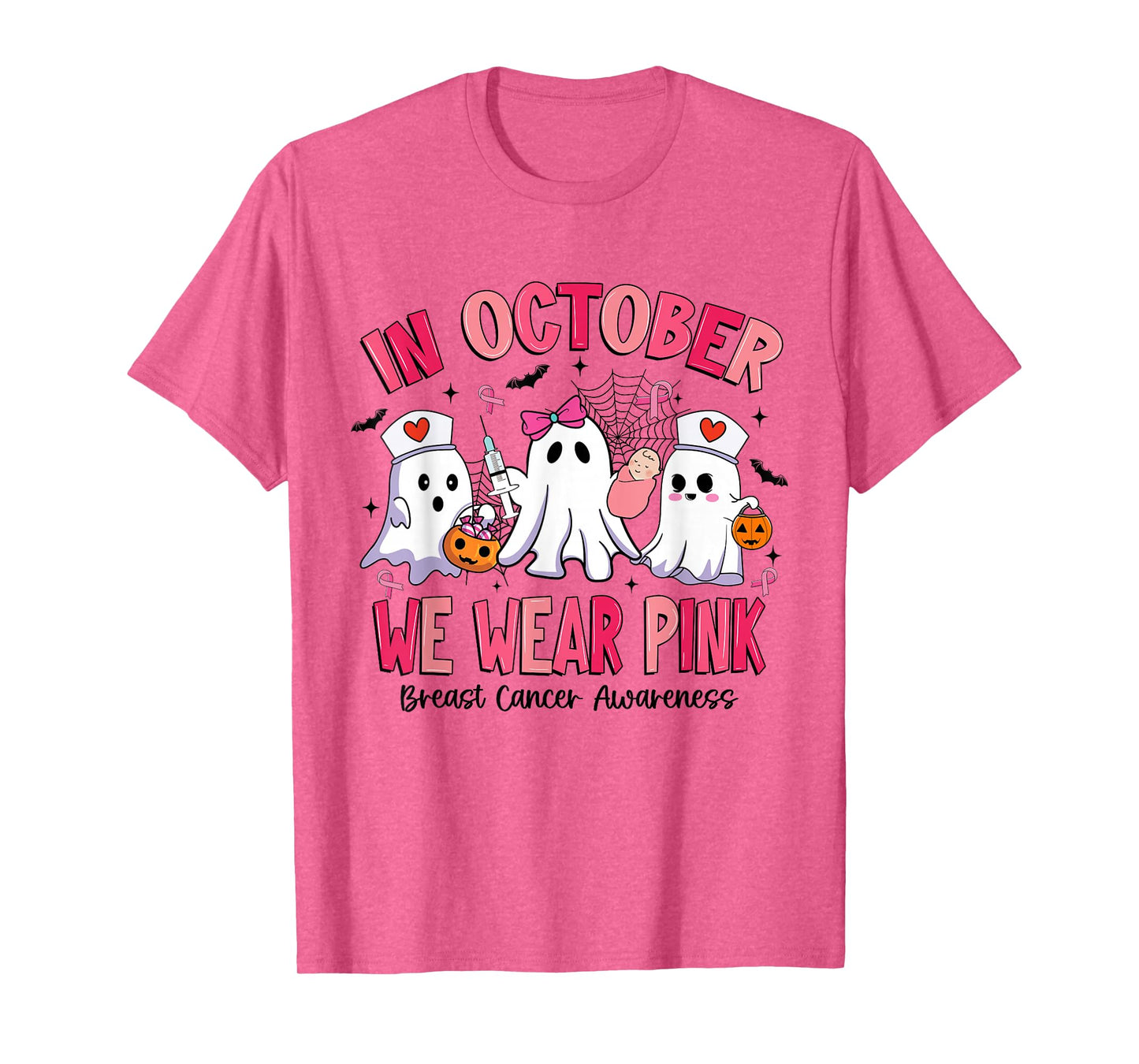 in October We Wear Pink Labor Delivery Nurse Breast Cancer T-Shirt