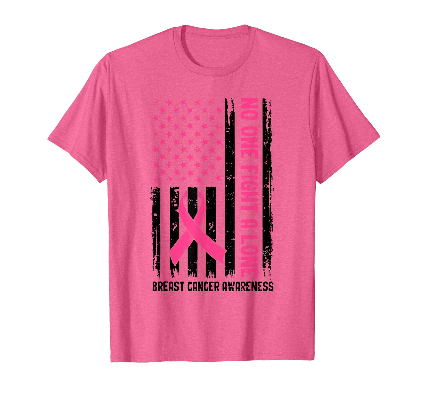 Breast Cancer Awareness USA Flag Pink Ribbon Men Women Kids T-Shirt