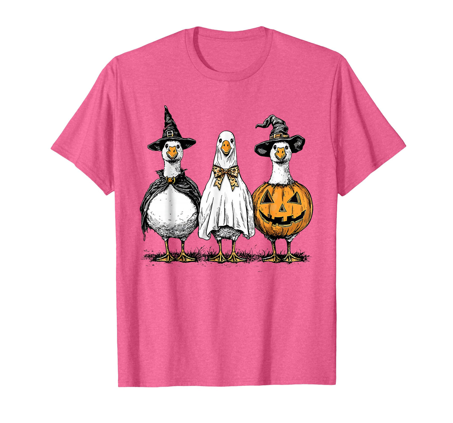 Halloween Witch Goose Retro Ghost Pumpkin Animals Lover T-Shirt