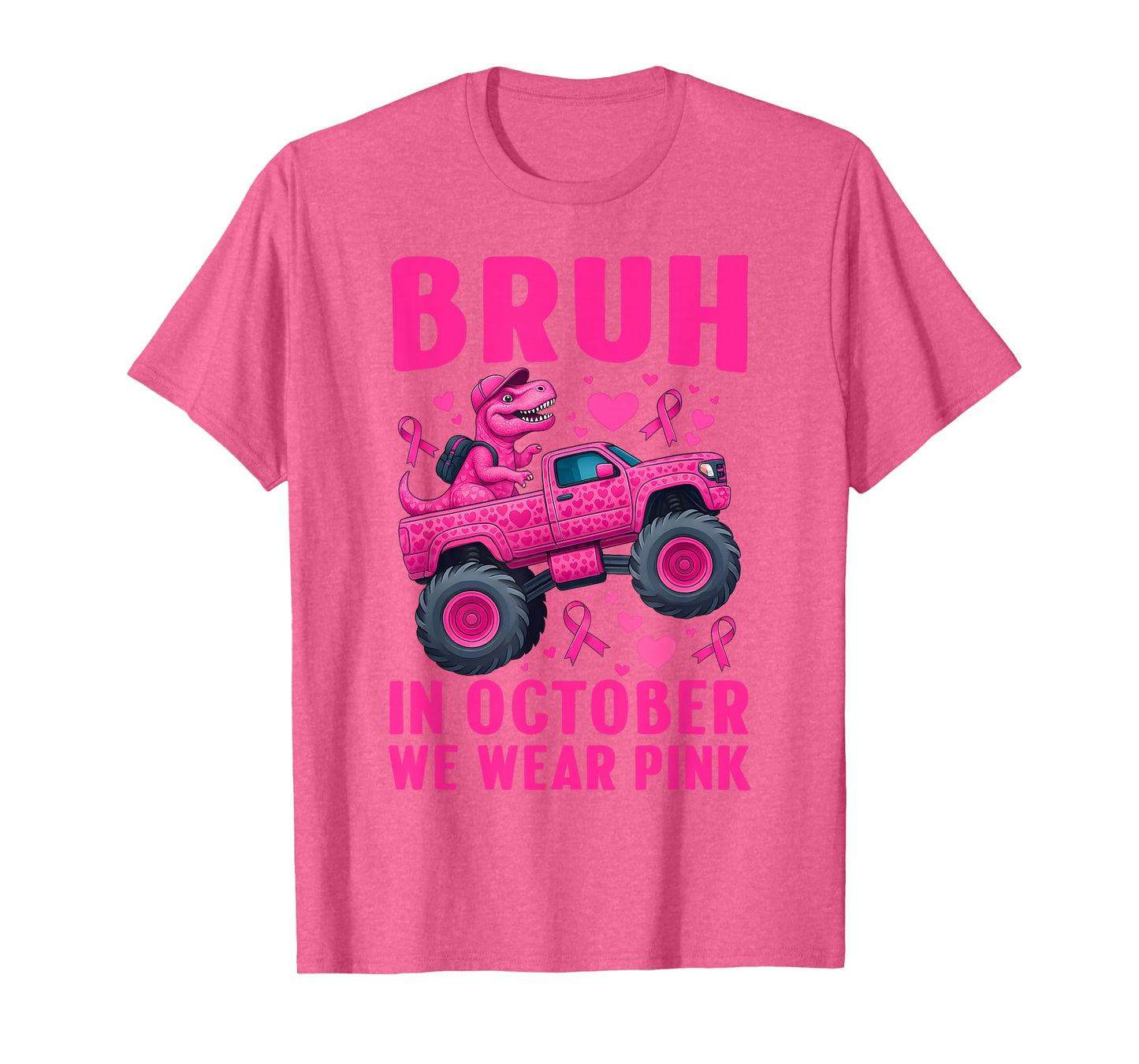Bruh in October We Wear Pink Breast Cancer Kids Teen Girls T-Shirt