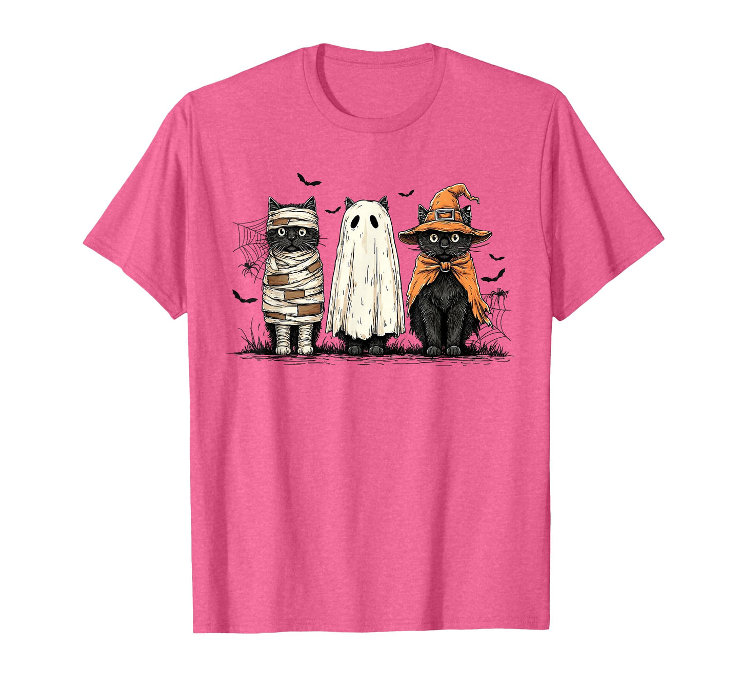 Black Cat Ghost Witch Halloween Costume Men Women Kids T-Shirt