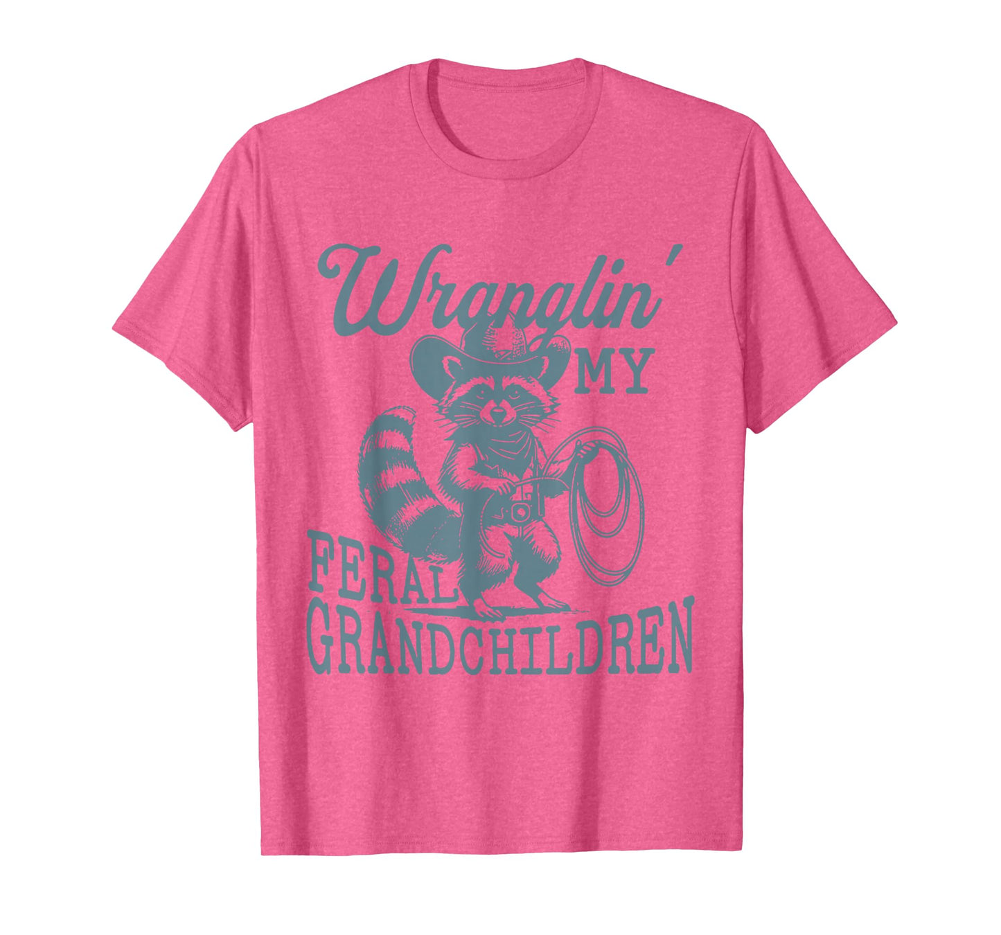 Retro Cowboy Wranglin' My Feral Grandchildren Raccoon Lover T-Shirt