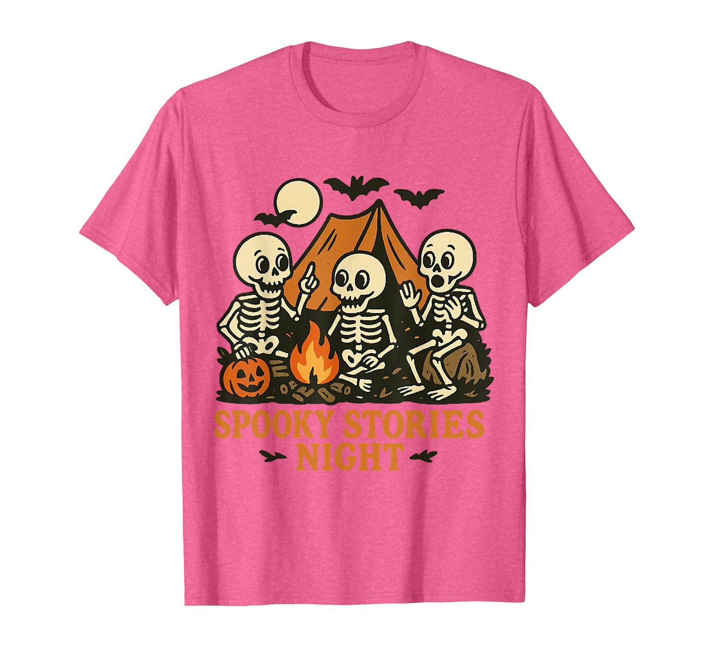 Spooky Storie Night, Spooky Camping Skeleton Halloween Tees T-Shirt