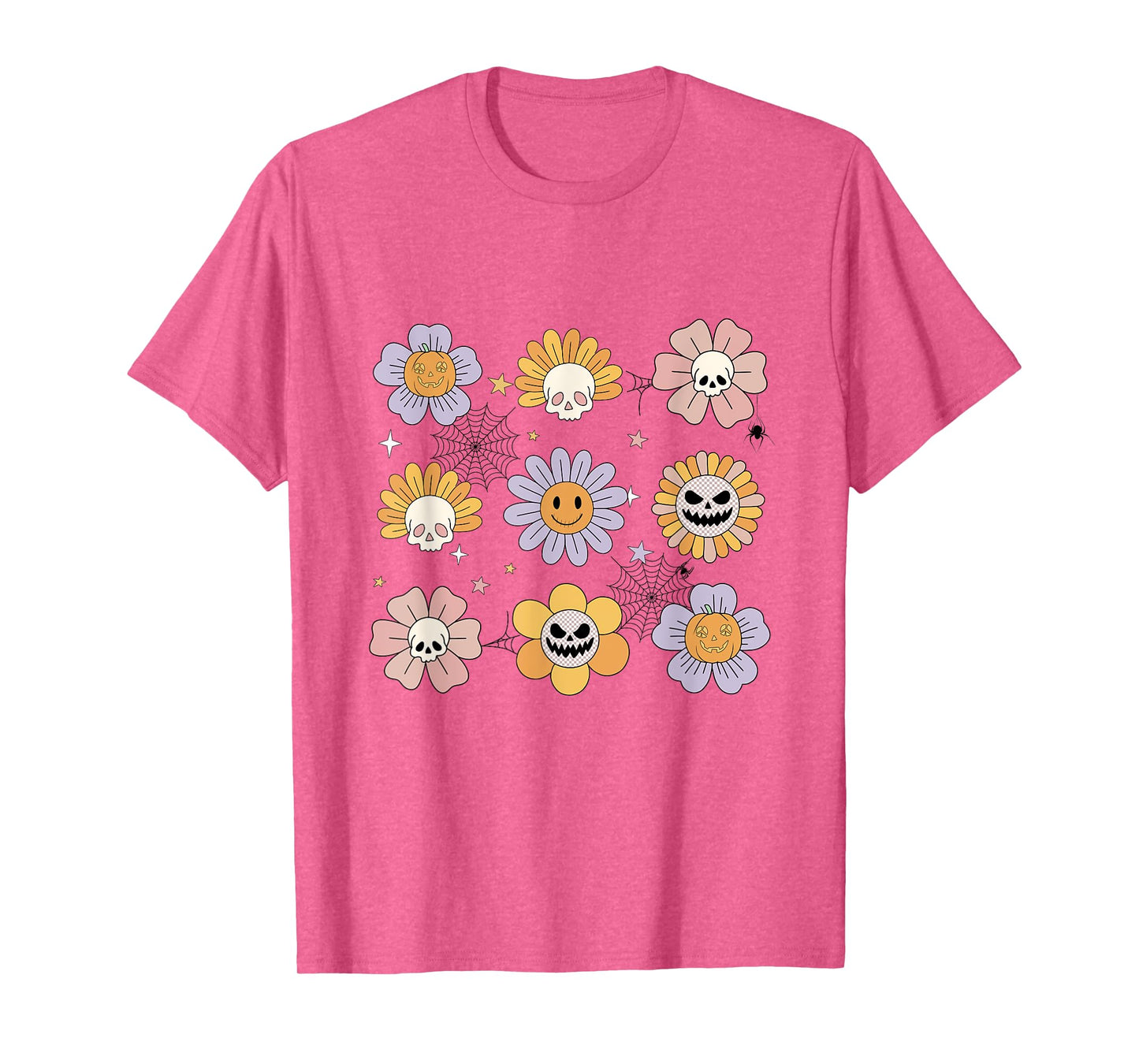 Retro Halloween Daisy Flowers Skull Pumpkin Costume Outfits T-Shirt