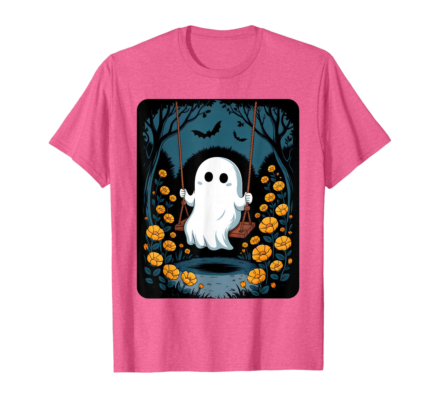 Cute Floral Ghost Swinging in Forest Night Halloween Costume T-Shirt