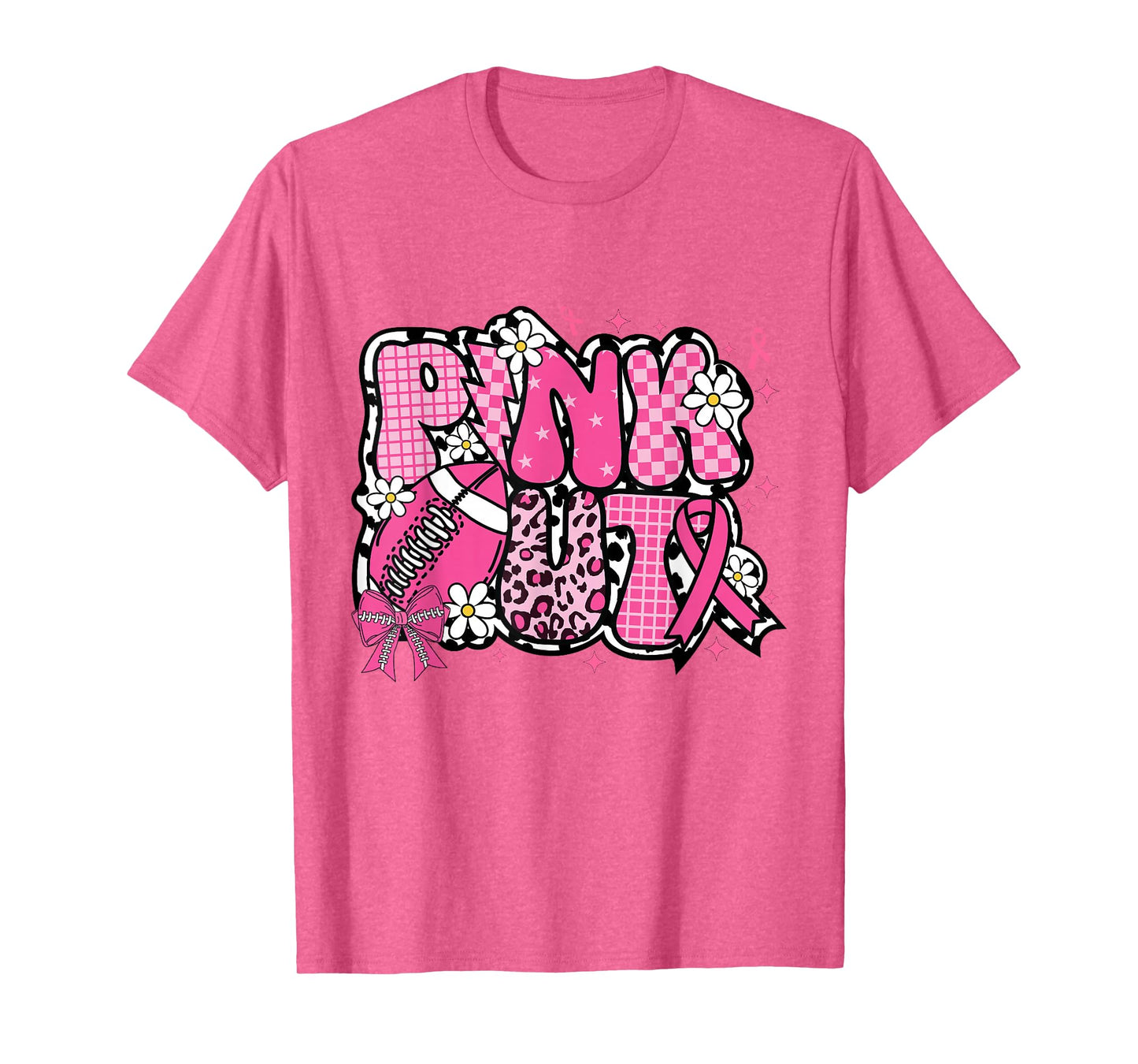 Pink Out Football Coquette Bow Breast Cancer Awareness T-Shirt