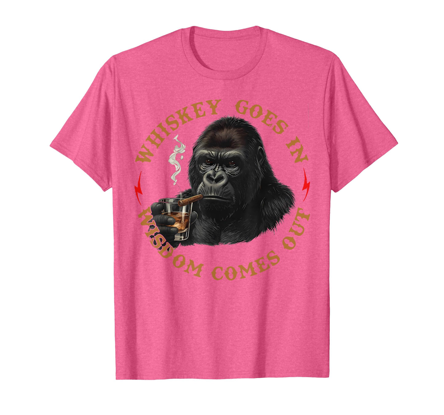 Whiskey Goes in Wisdom Comes Out Funny Monkey T-Shirt