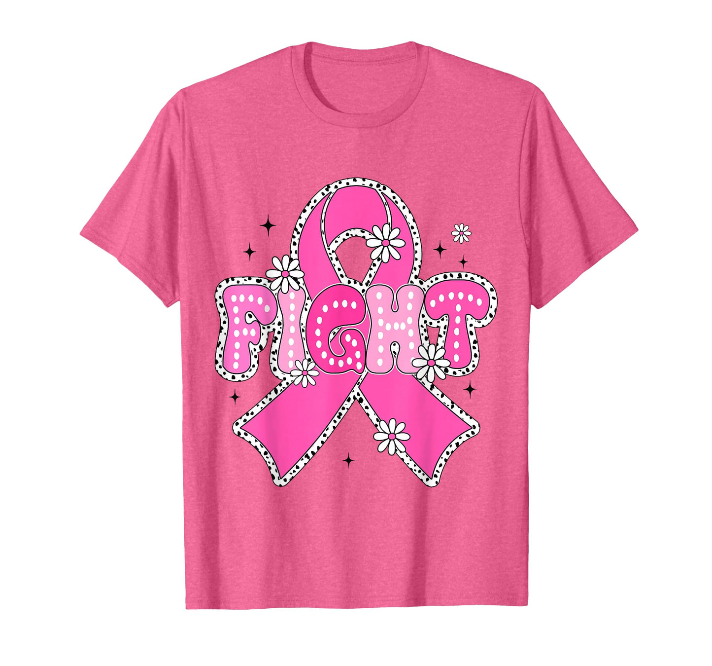 Floral Fight Pink Ribbon Fighter Breast Cancer Awareness T-Shirt