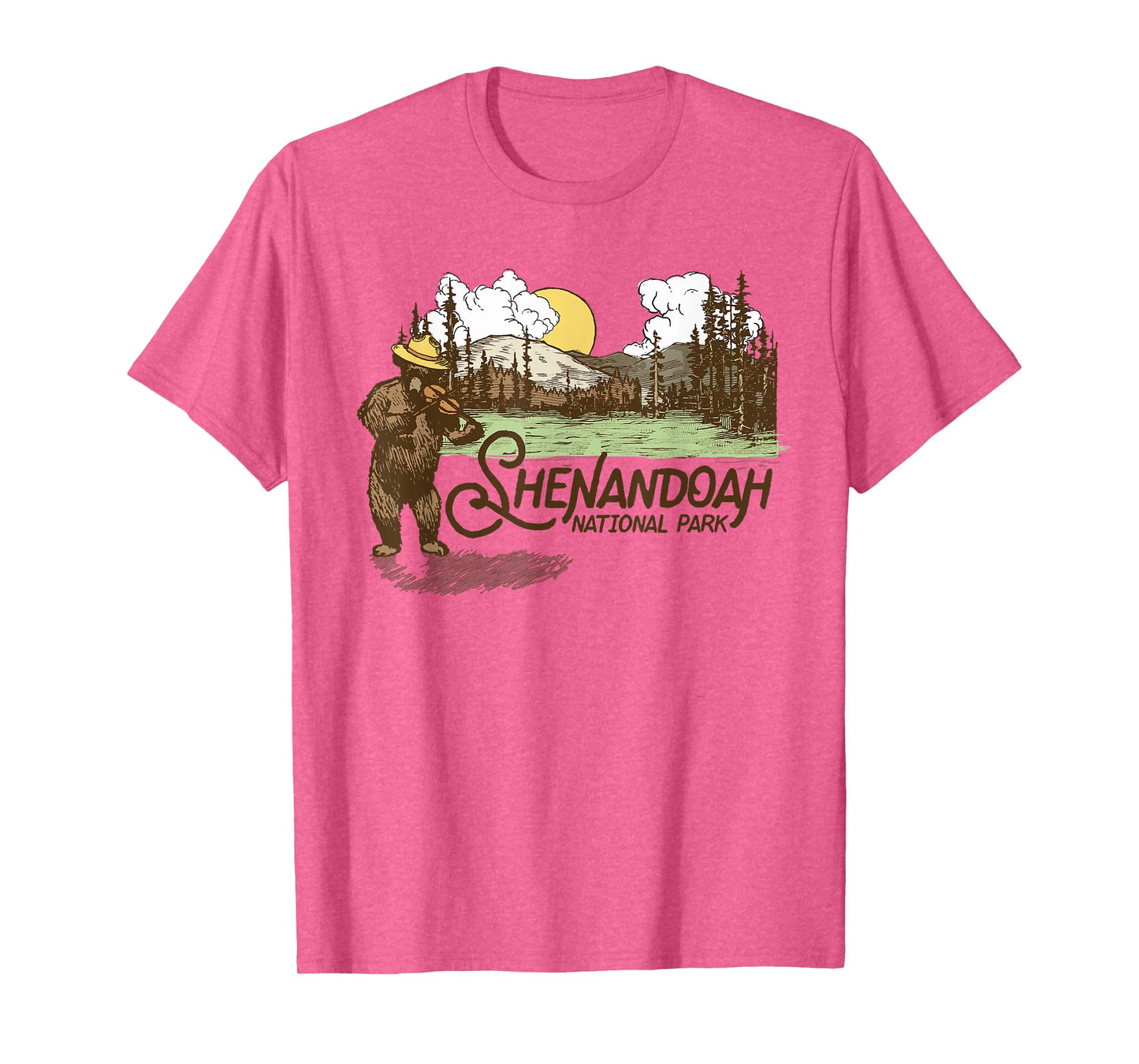 Shenandoah National Park Vintage Bear & Fiddle Funny Violin T-Shirt