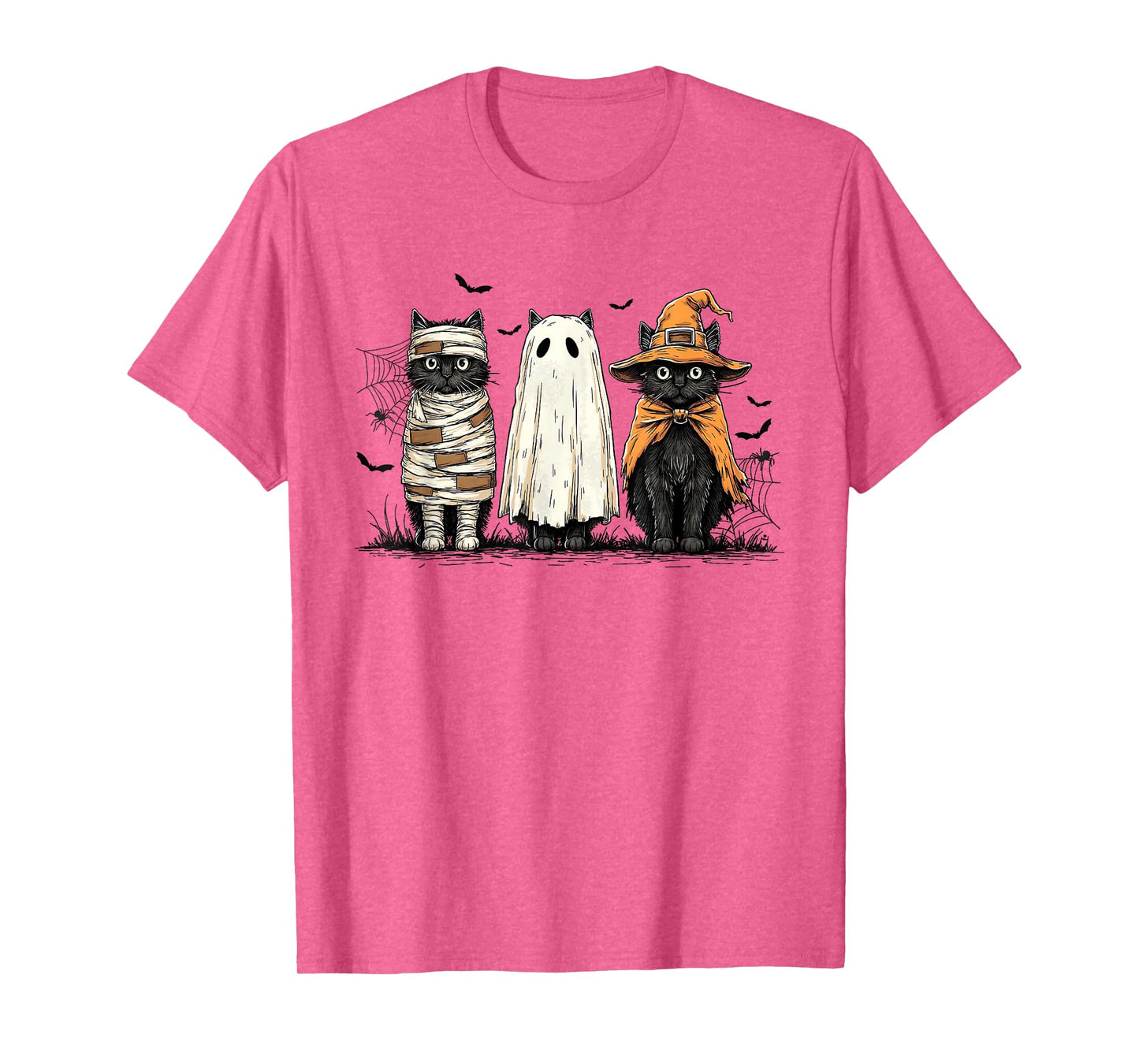 Black Cat Ghost Witch Halloween Costume Men Women Kids T-Shirt