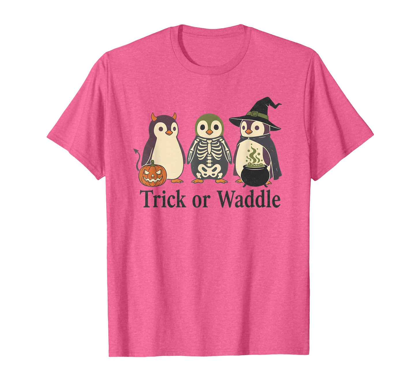 Vintage Penguin Trick or Waddle Spooky Halloween T-Shirt