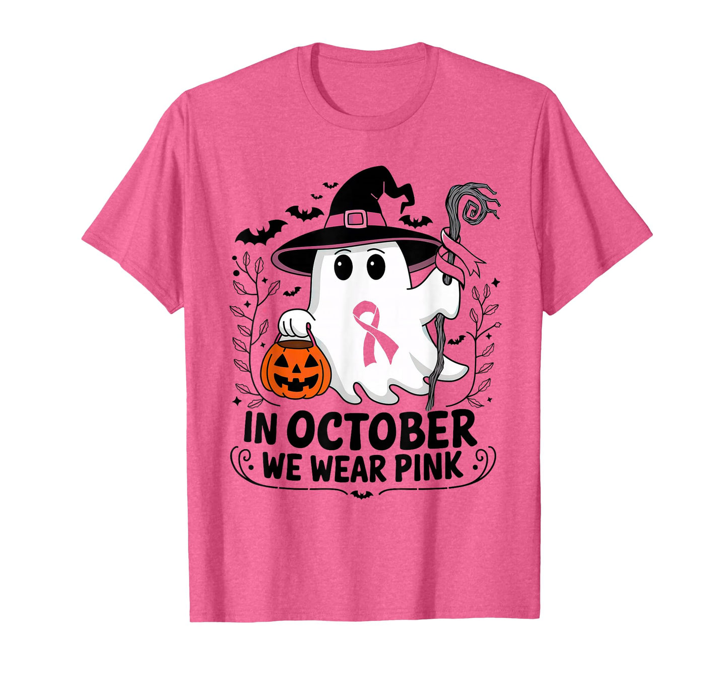 In October We Wear Pink Breast Cancer Awareness Halloween T-Shirt