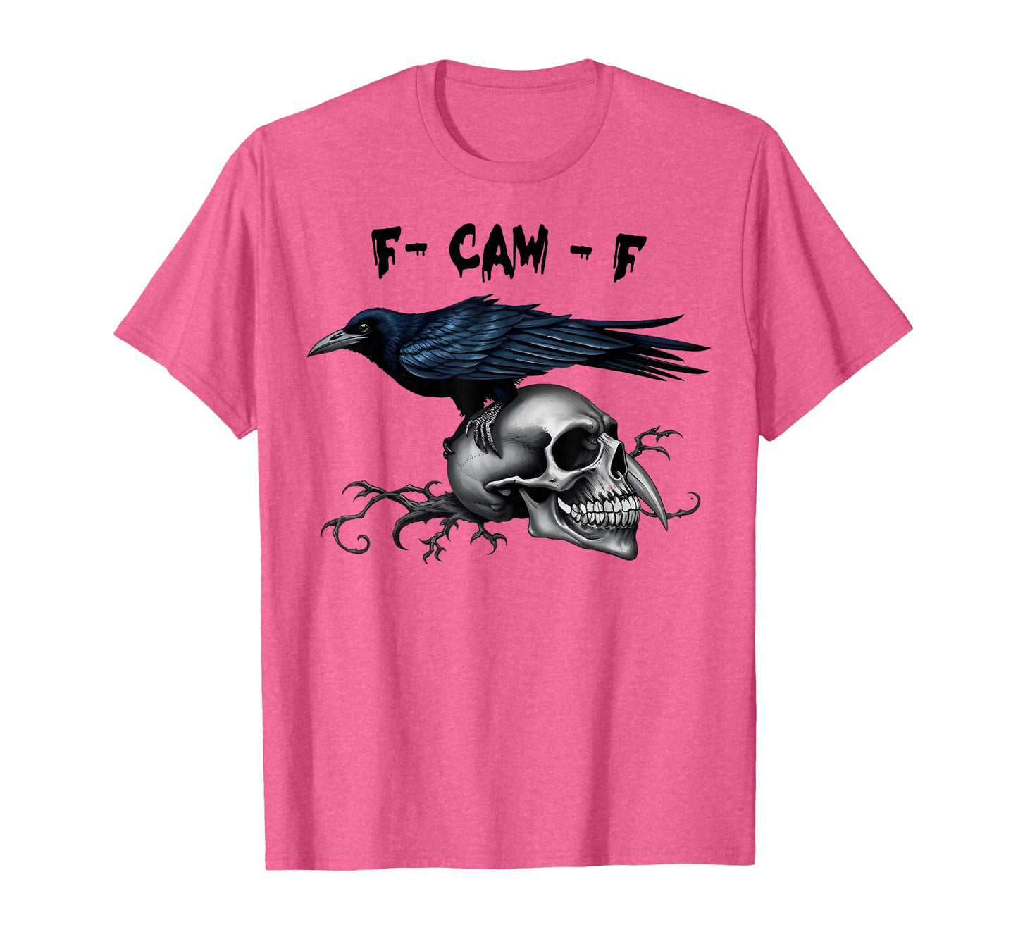 Funny F Caw F Raven Bird Skull Graphic Halloween Crow Pun T-Shirt