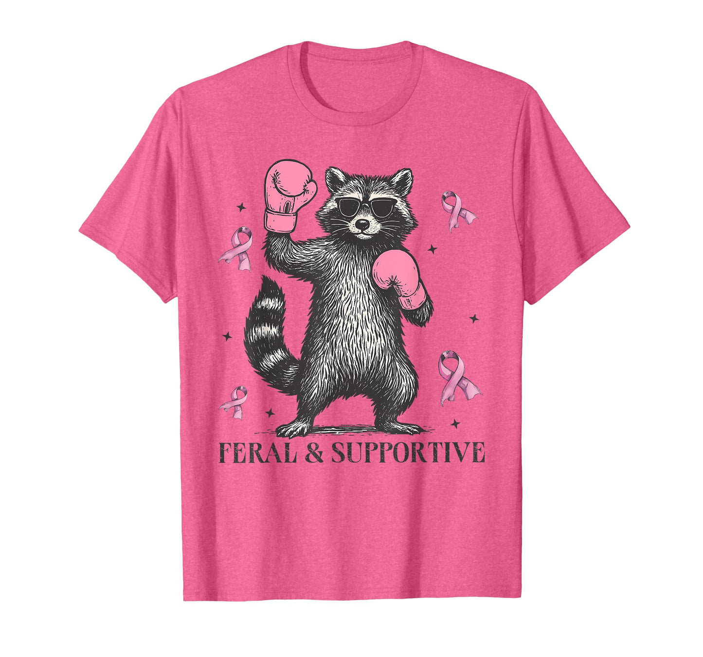 Feral and Supportive Breast Cancer Support Squad Raccoon T-Shirt