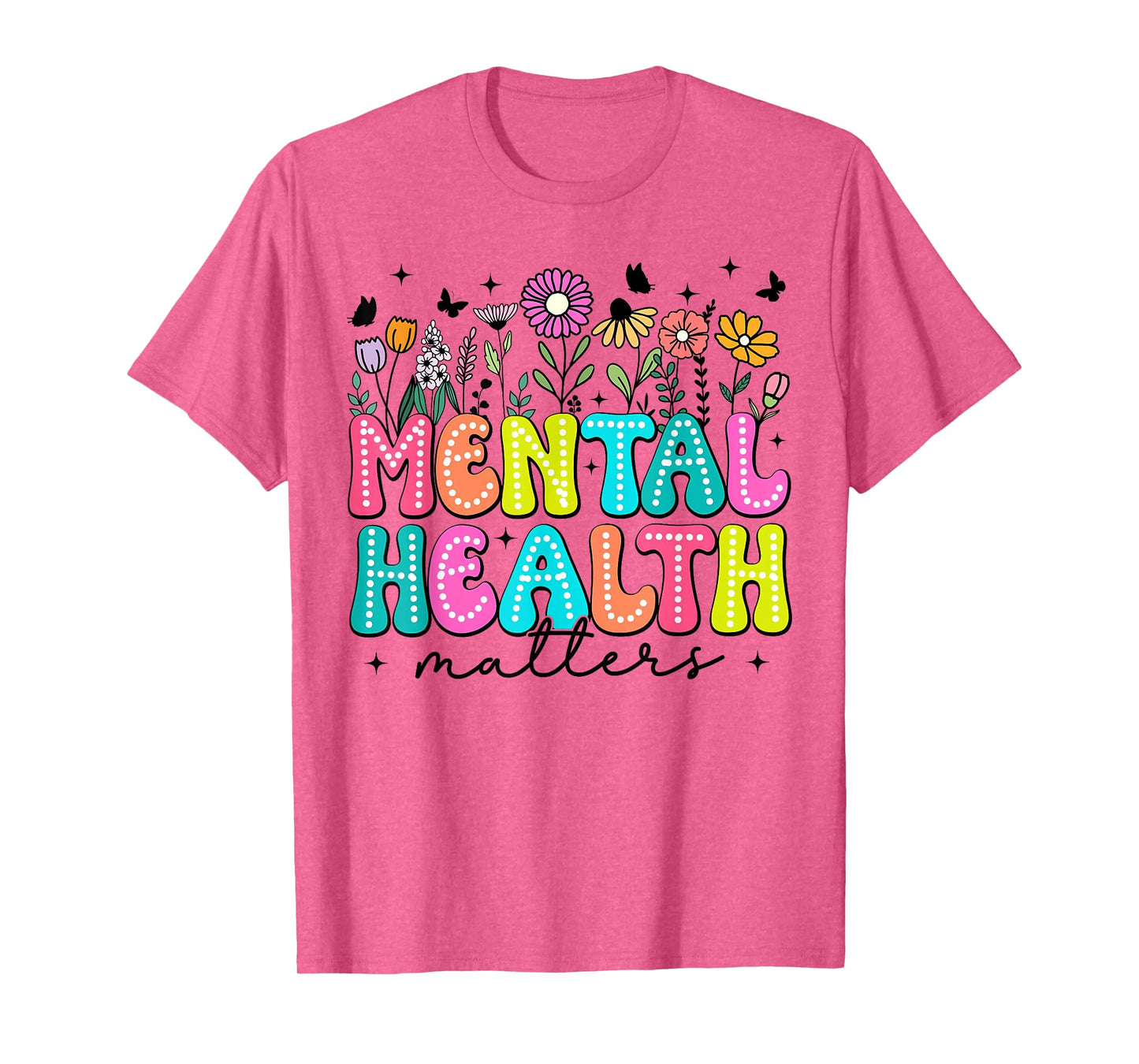 Mental Health Matters Awareness Human Brain Illness Floral T-Shirt
