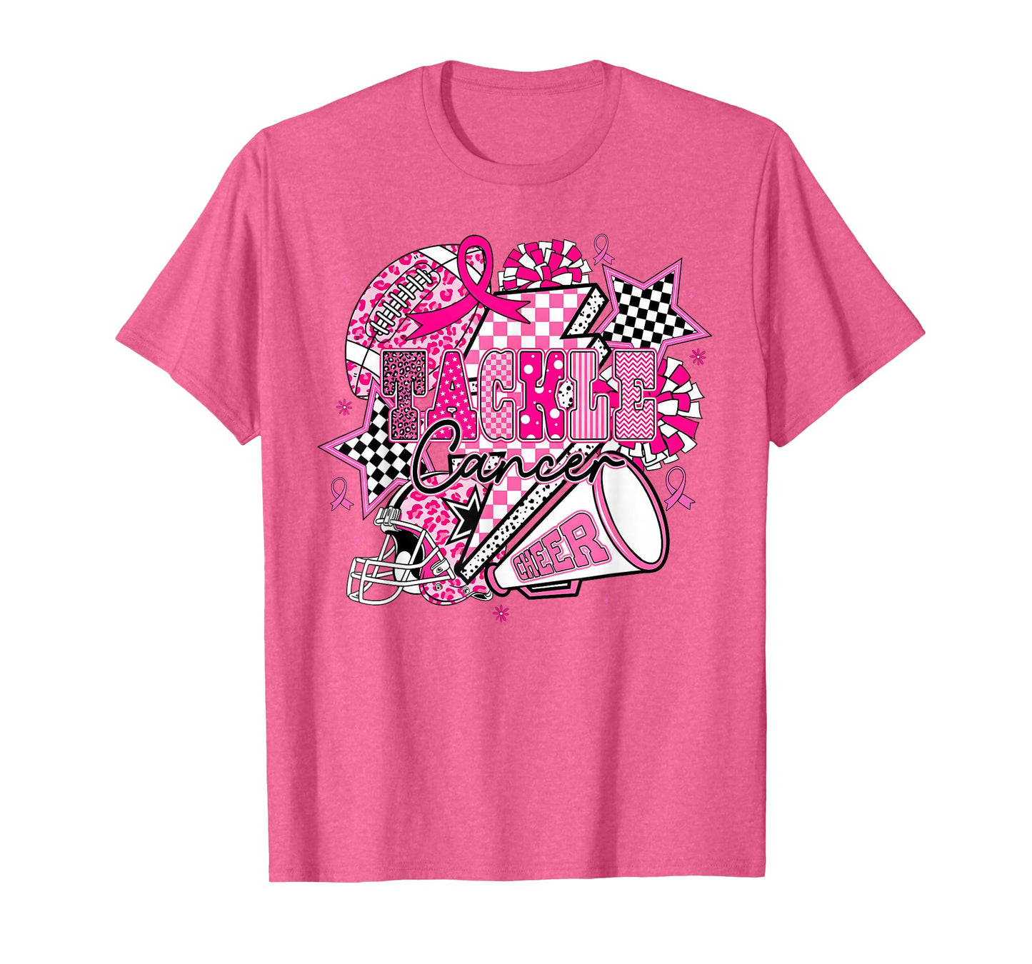 Tackle Cancer Football Cheer Breast Cancer Awareness T-Shirt