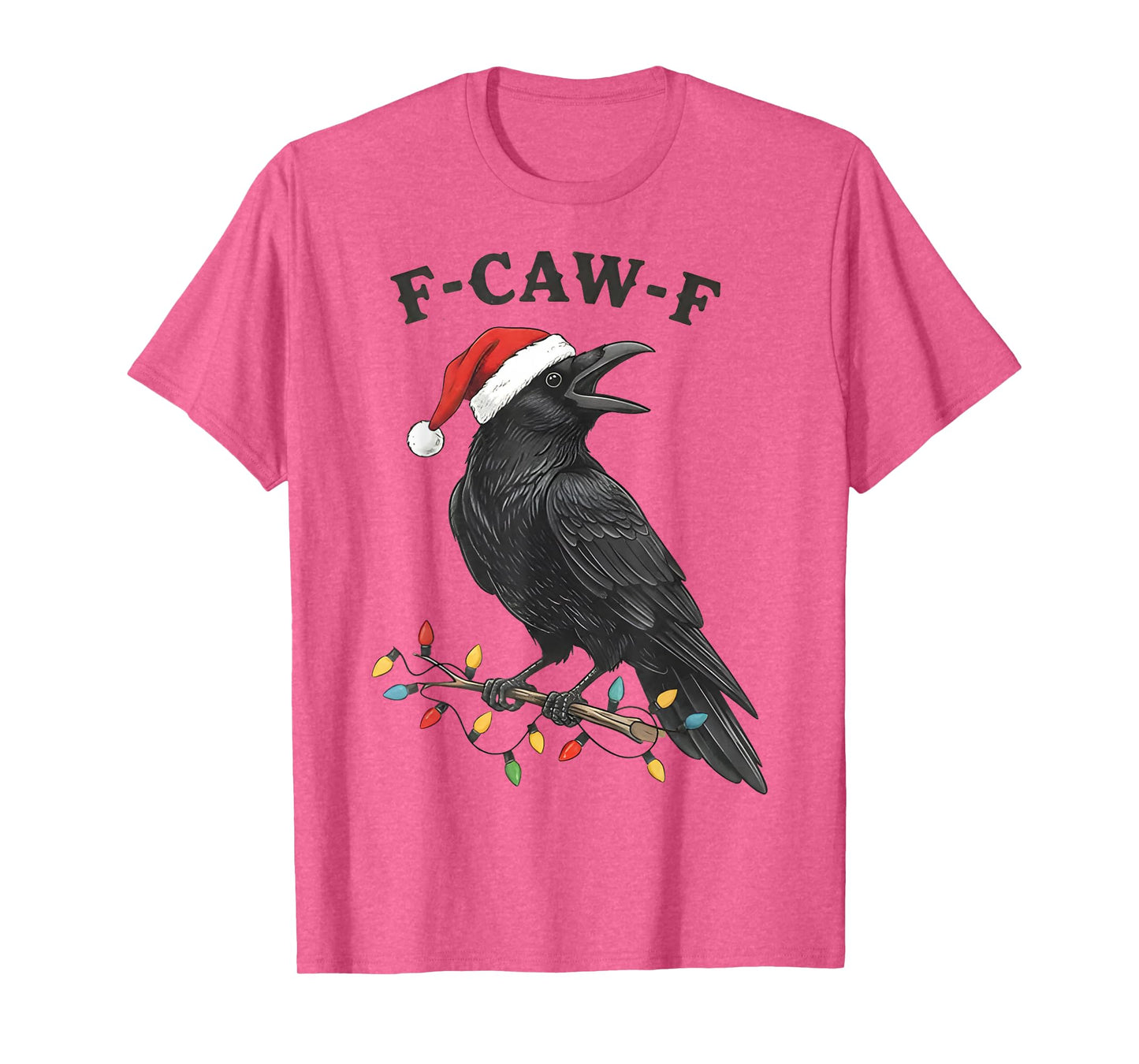 Vintage Raven Christmas, F-Caw-F Crow Santa Hat Xmas Funny T-Shirt