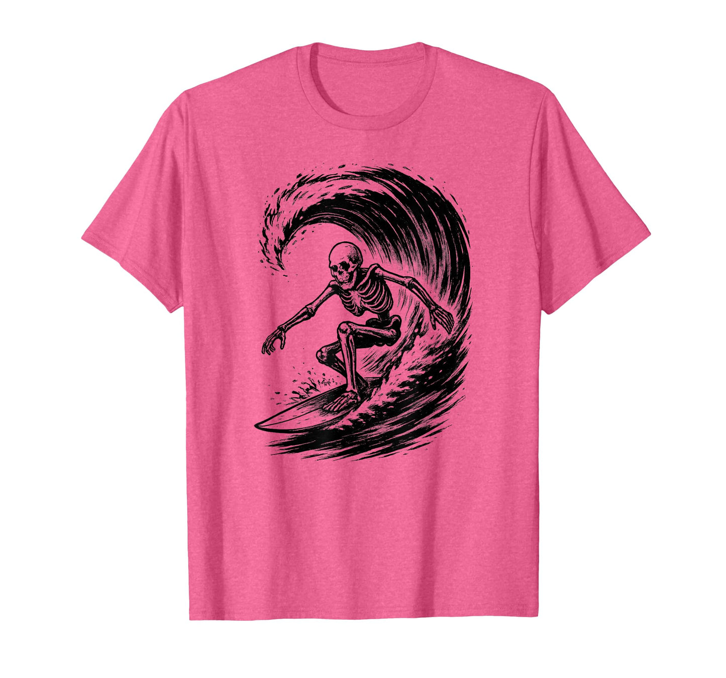 Skeleton Surfer Vintage Big Wave Surfing Funny Halloween T-Shirt
