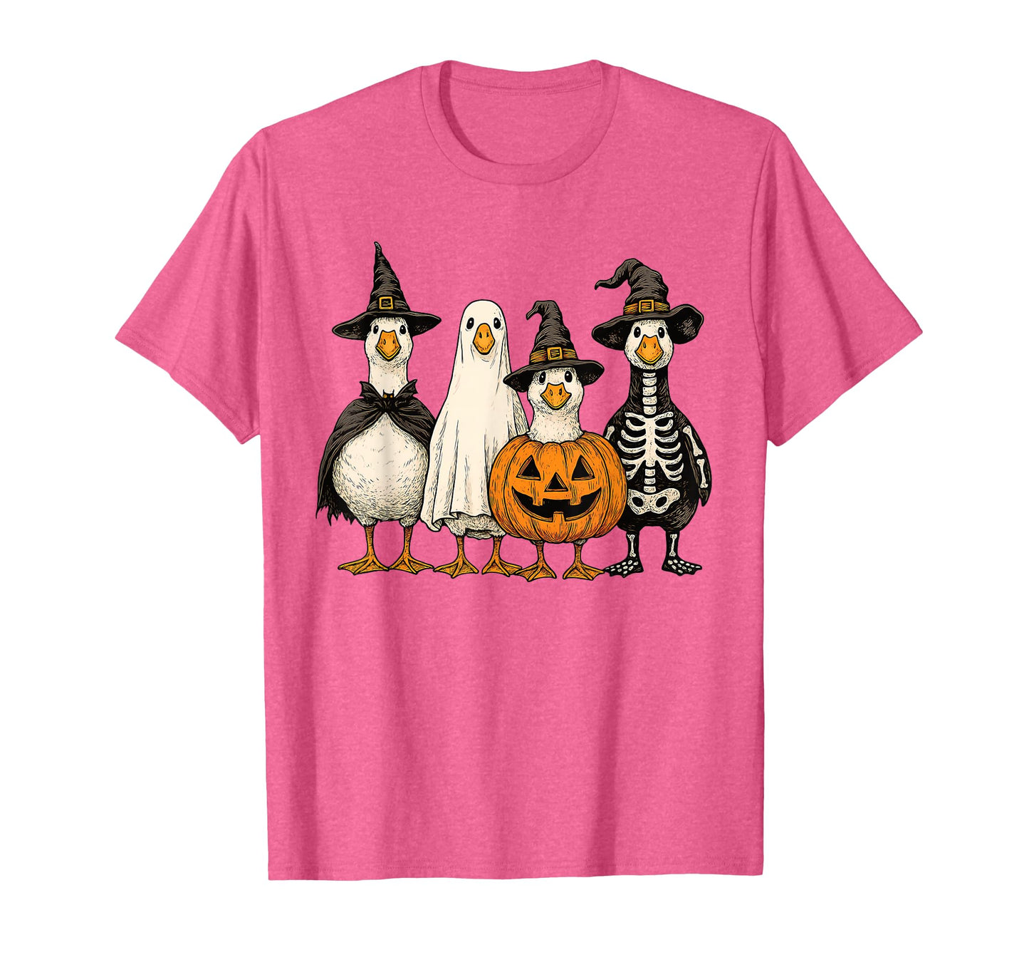 Funny Halloween Goose Ghost Pumpkin Skeleton Witch Costume T-Shirt