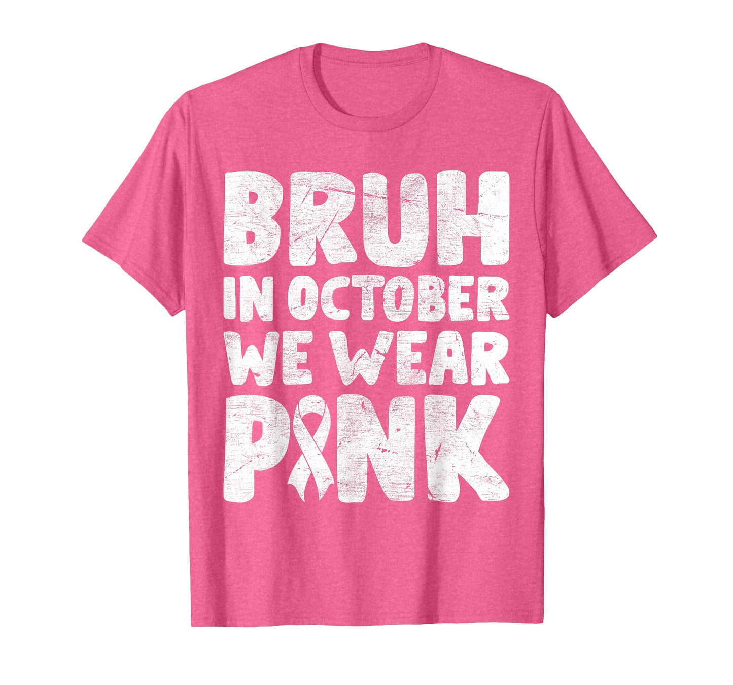 Breast Cancer Shirts for Kids Boys Bruh In October Wear Pink T-Shirt