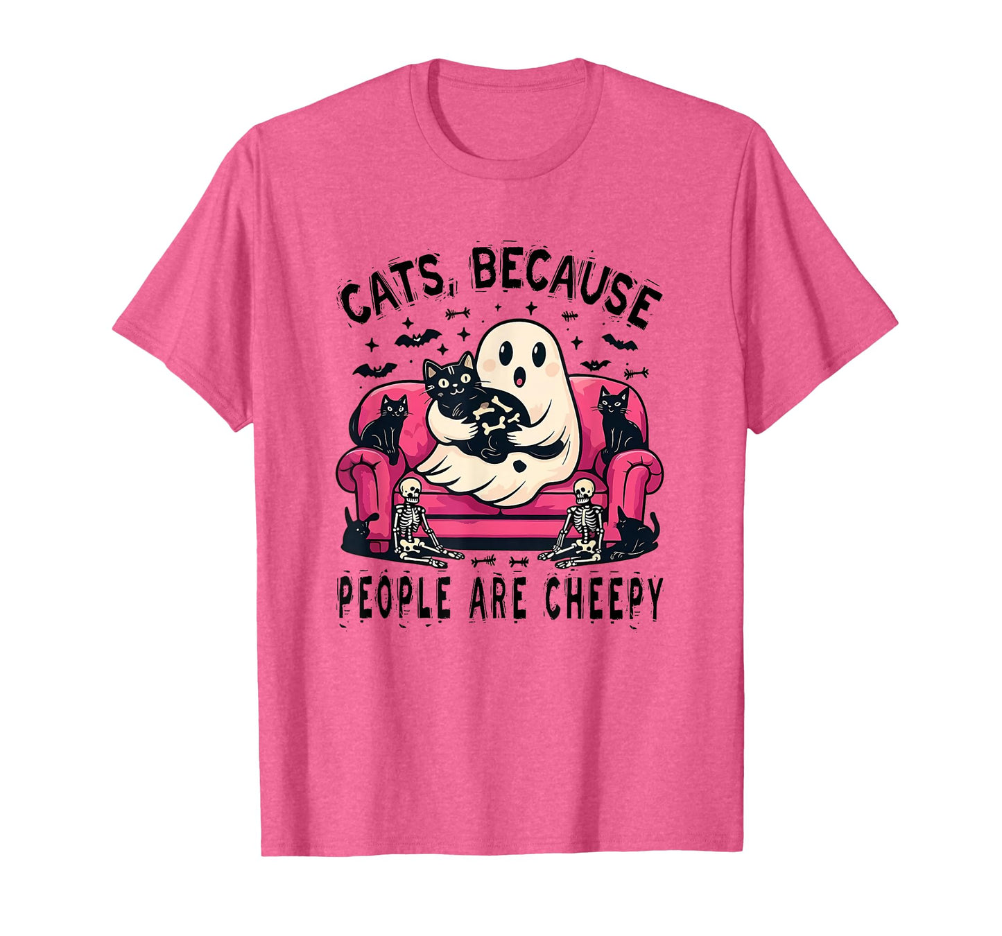 Cats Because People are Creepy Ghost Halloween T-Shirt
