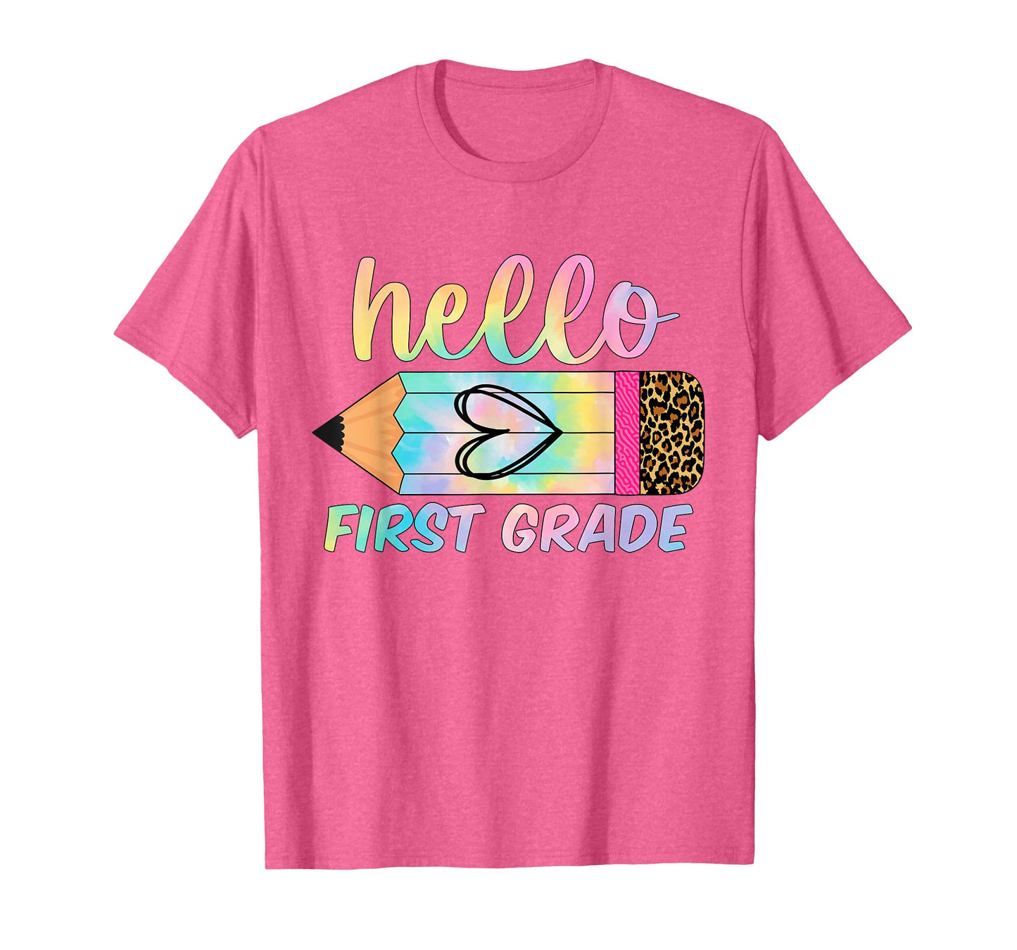 Back To School Hello First 1ST Grade Leopard Tie Dye Teacher T-Shirt