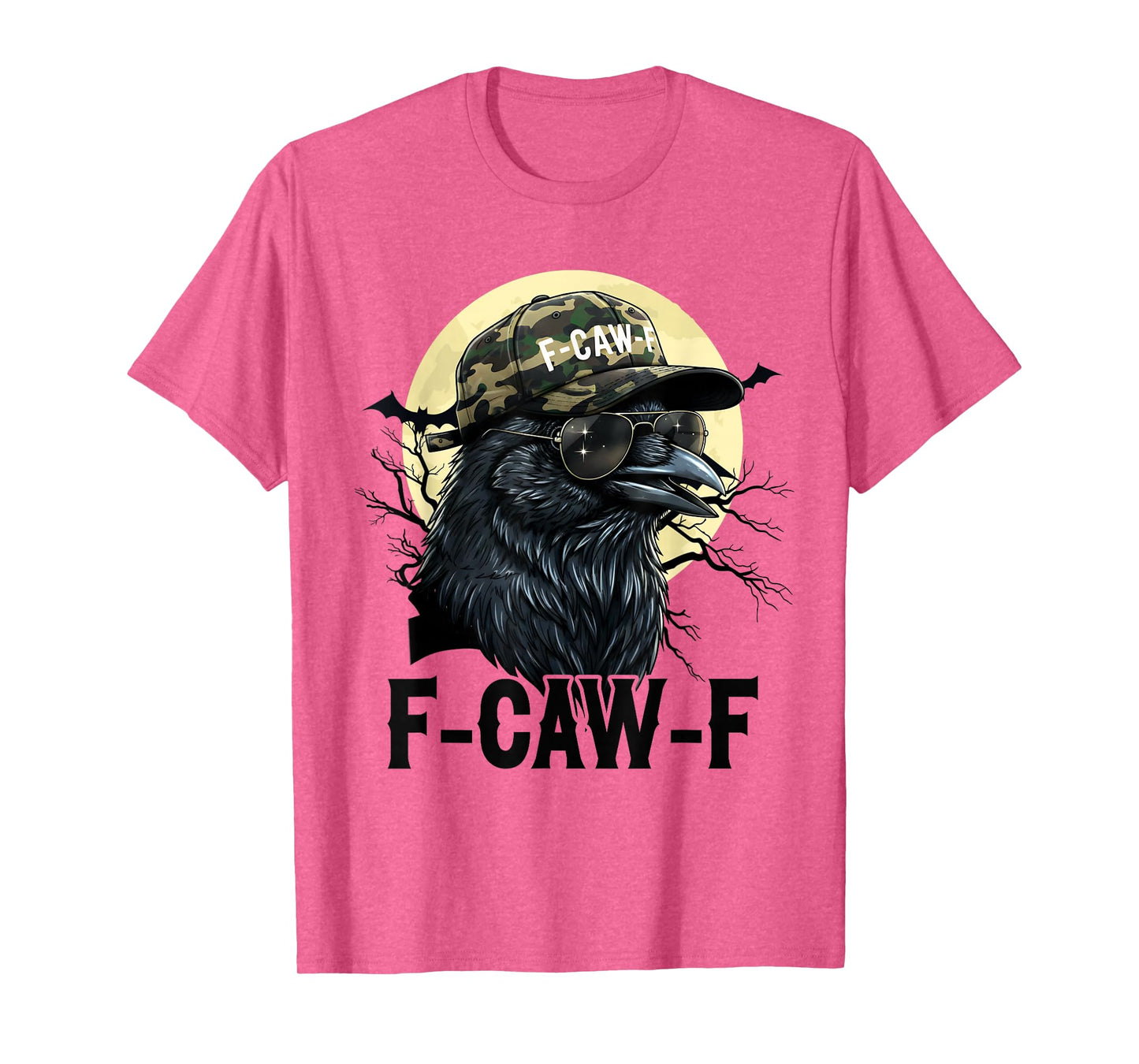 F-Caw-F Funny Halloween Black Crow Adult Humor Bird Camo T-Shirt