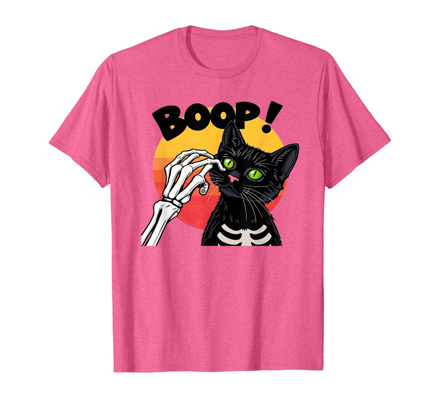 Skeleton Hand Boop On A Cat's Nose Funny Halloween Graphic T-Shirt