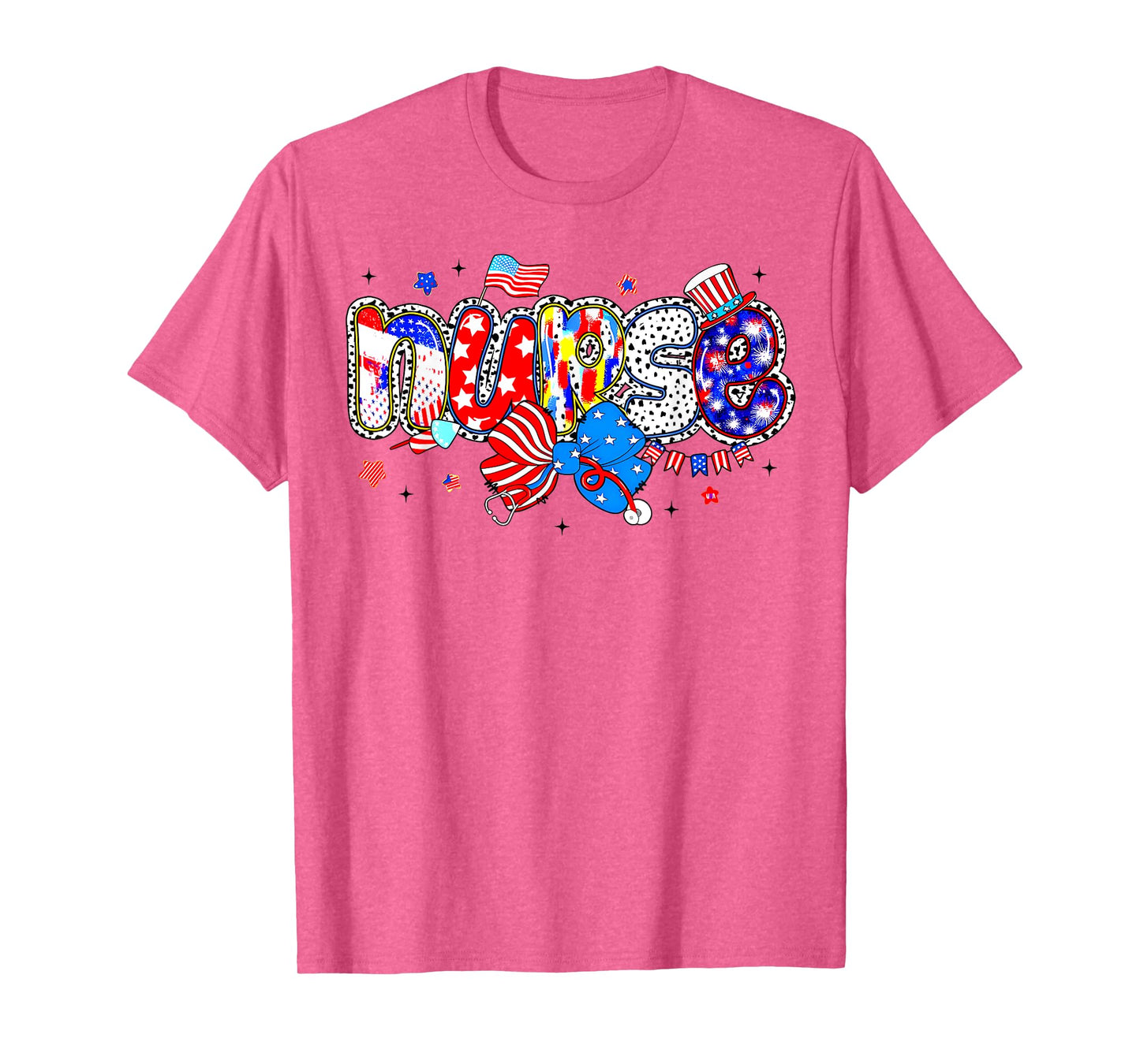 Coquette Bow Nurse 4th of July Stethoscope America Patriotic T-Shirt