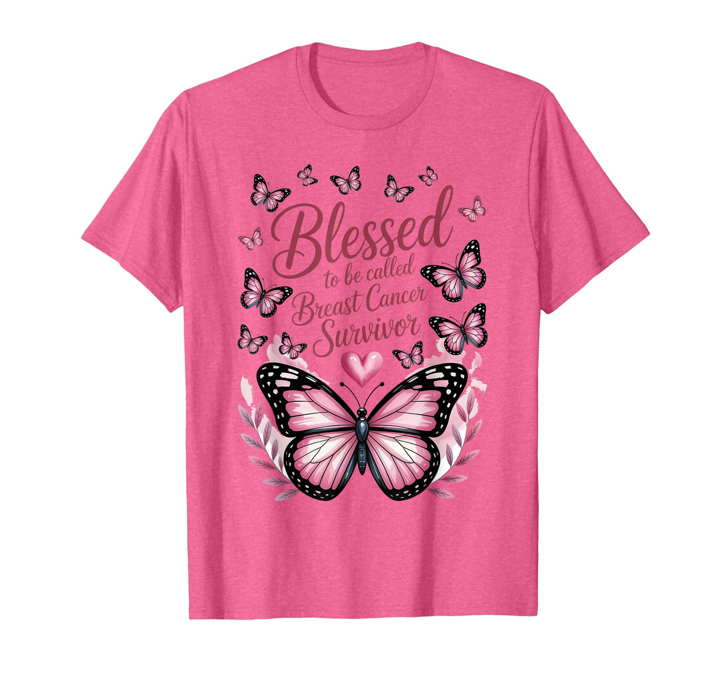 Blessed To Be Called Breast Cancer Survivor Pink Butterfly T-Shirt