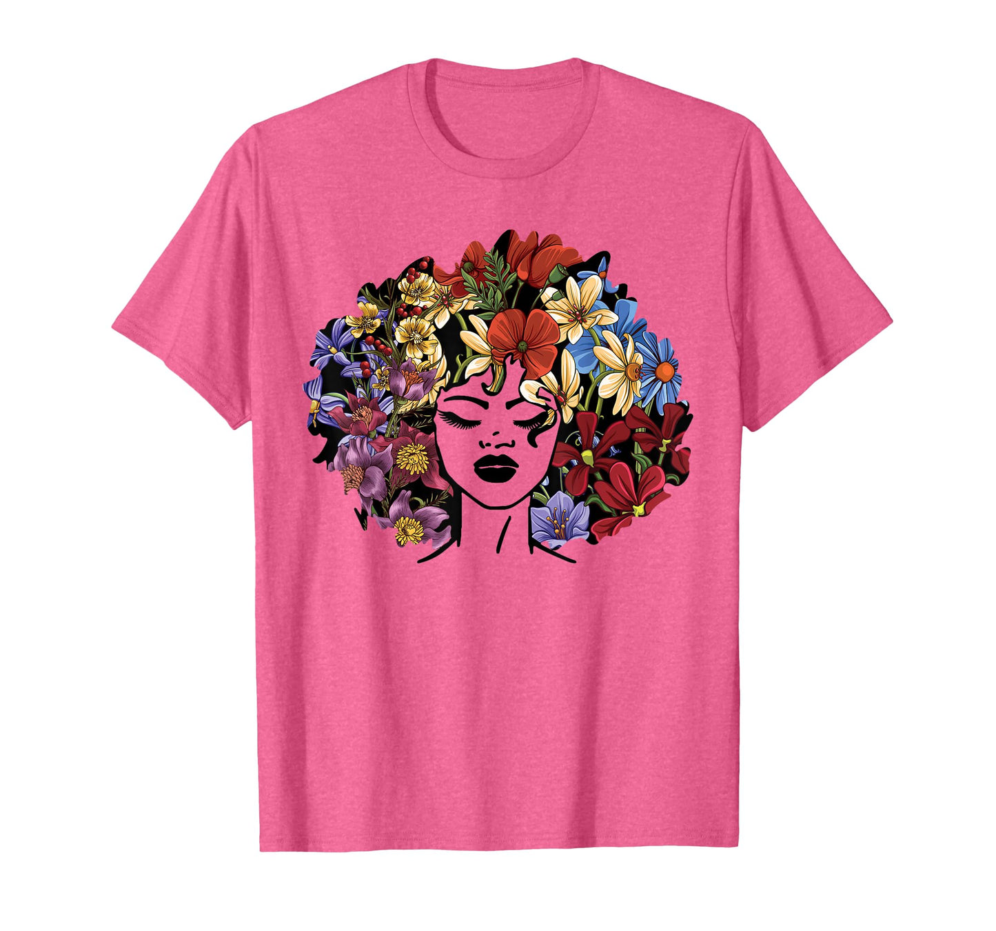 Juneteenth Women Black History Gift Afro Flower Hair T-Shirt
