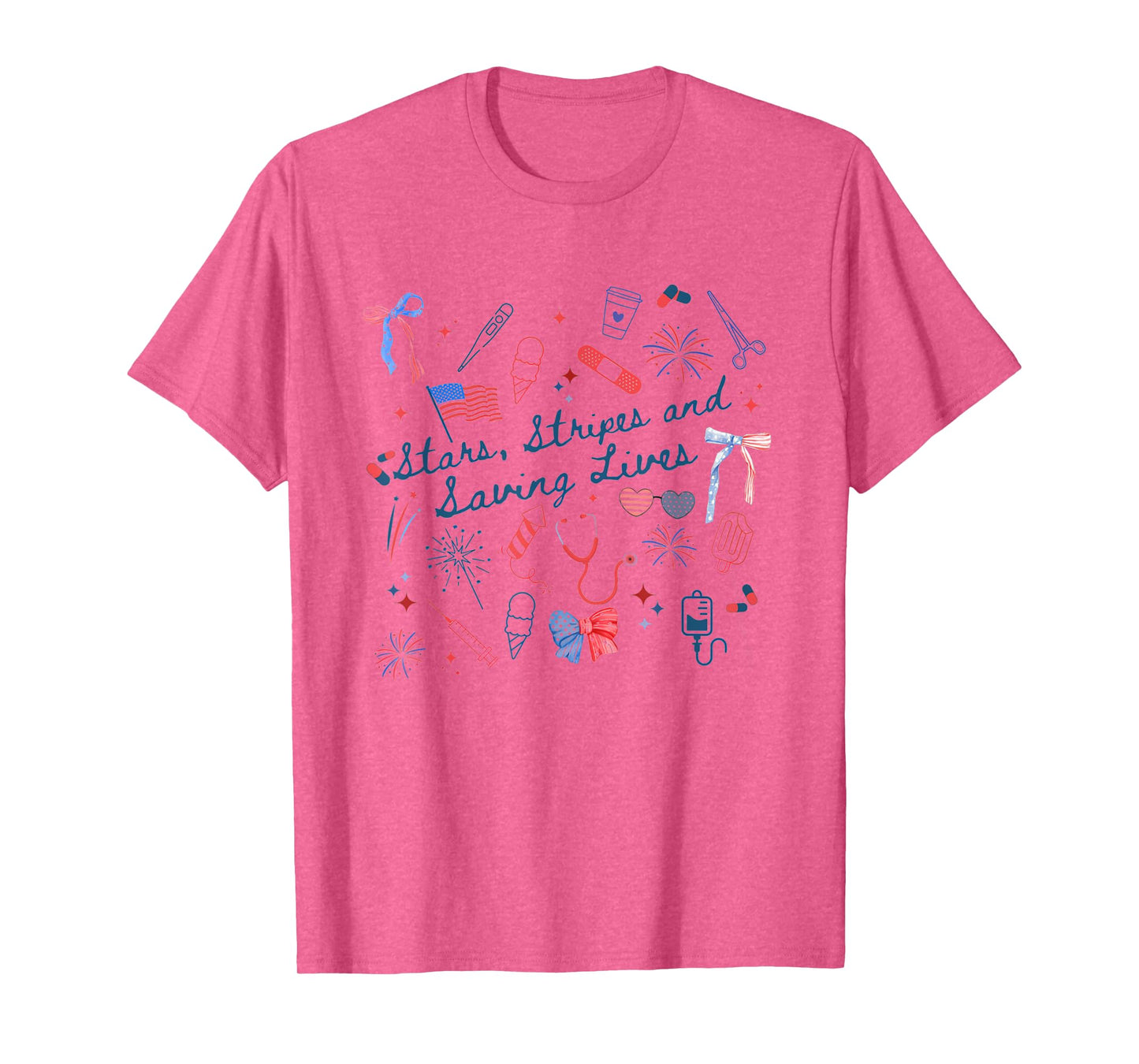 Stars Stripes And Saving Lives Coquette 4th of July ER Nurse T-Shirt