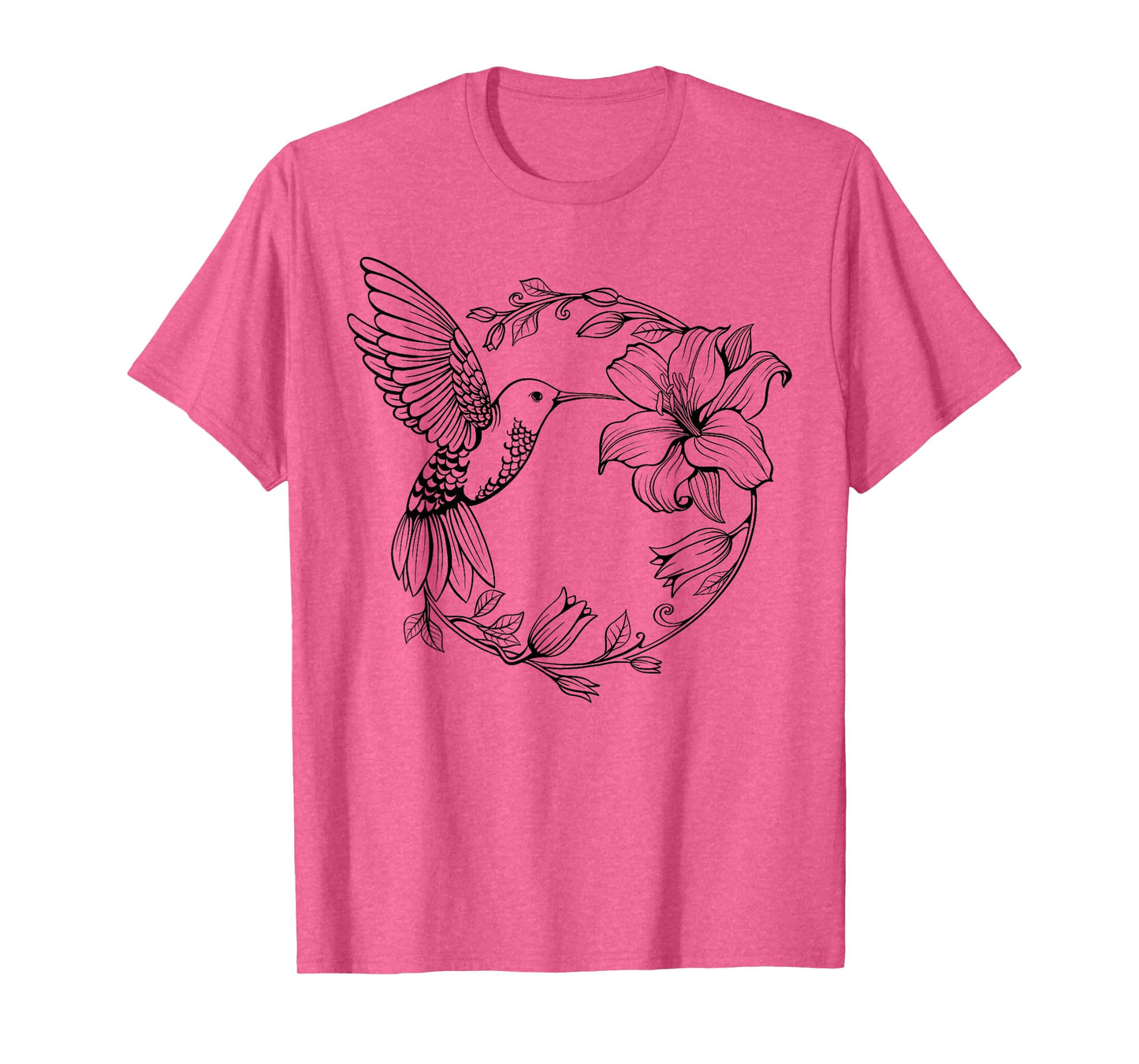 Hummingbird with Flowers Art For Men Women Birds Lovers T-Shirt