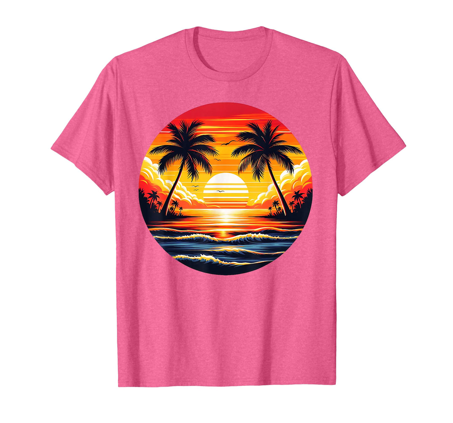 Vintage Beach Sunset Palm Tree 70s 80s Summer Vacation Retro T-Shirt