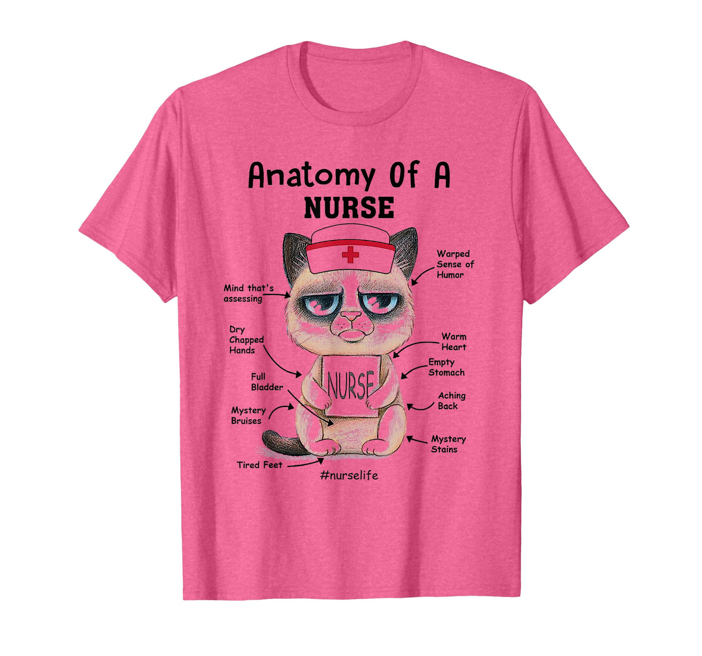 Anatomy Of A Nurse Funny Cat Nurse Life Men Women T-Shirt