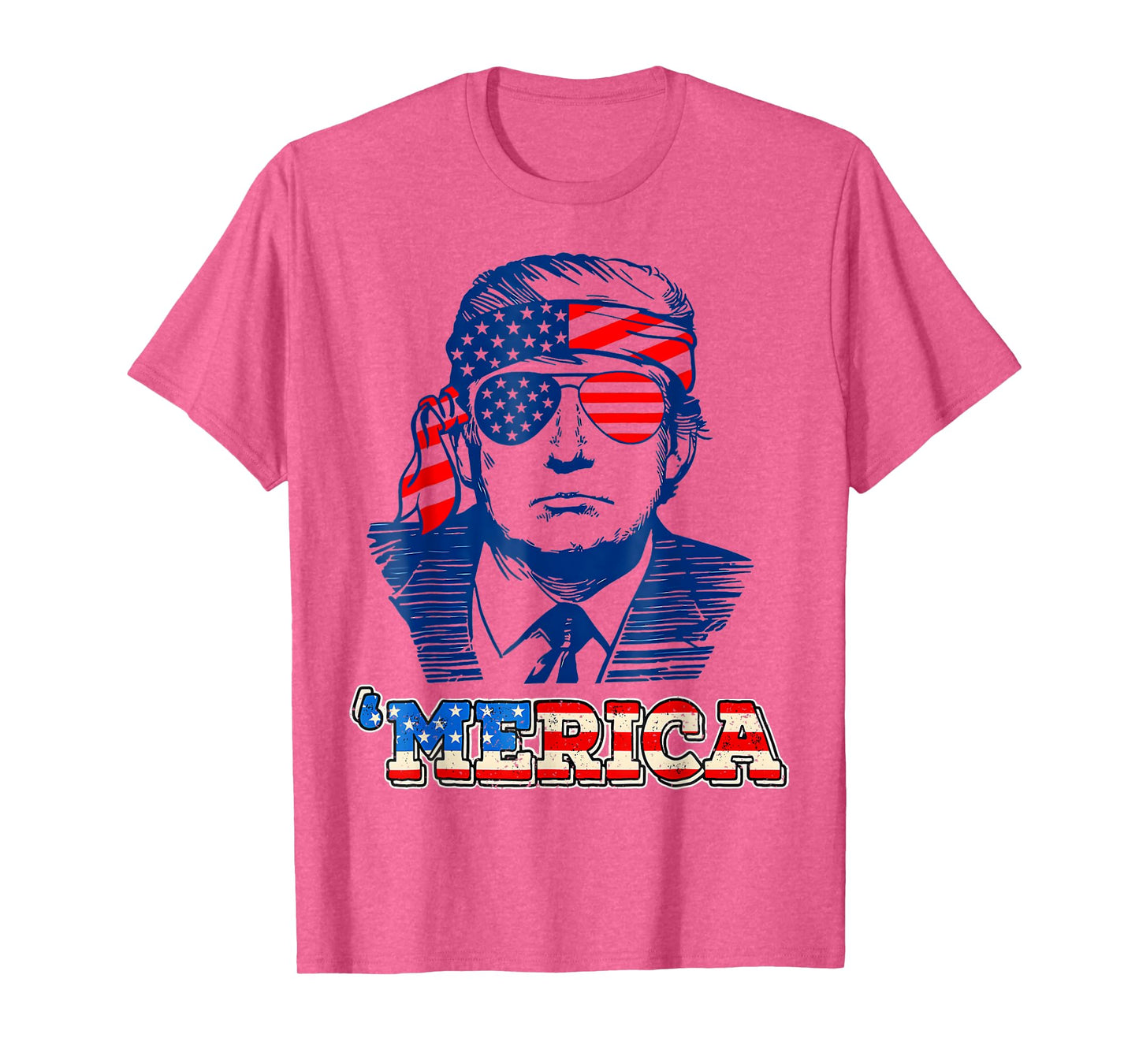 'MERICA TRUMP Happy 4th Of July Trump American Flag Women Girls Kids Men T-Shirt