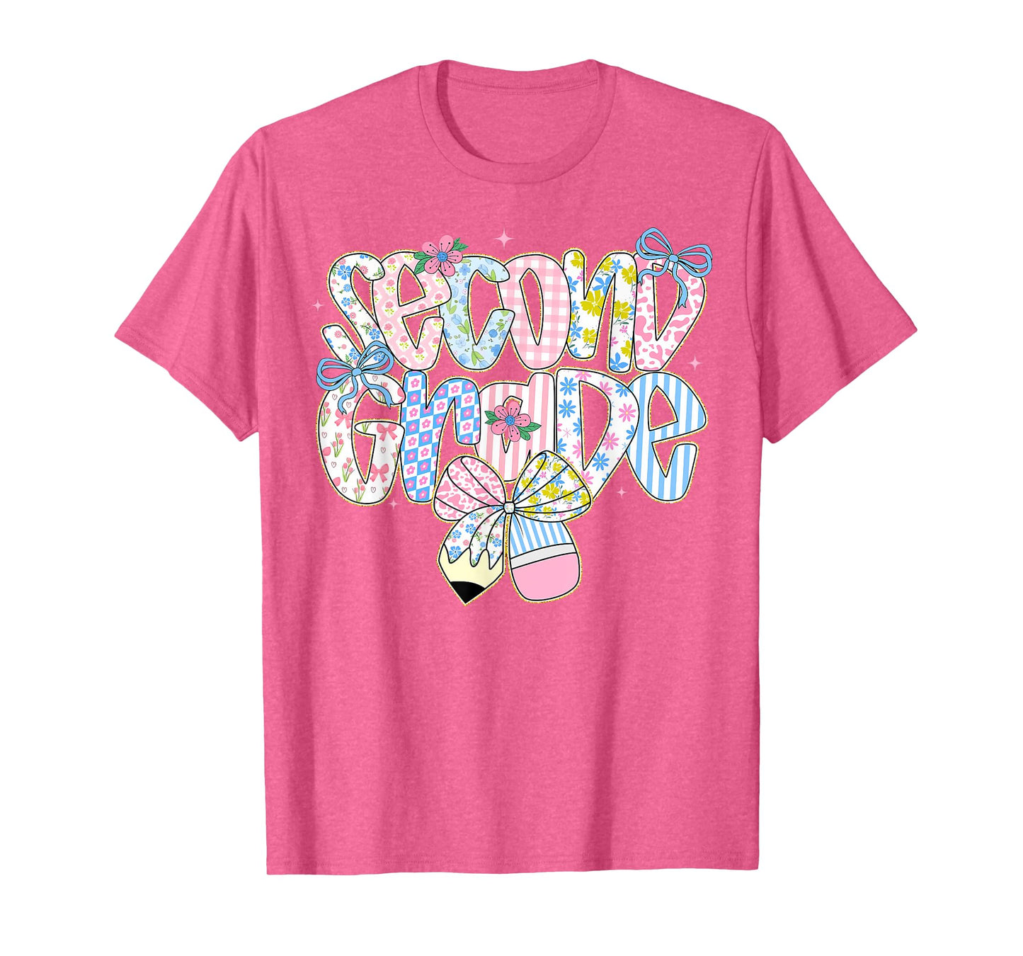 Preppy Back To School Floral 2nd Grade Coquette Girl Kids T-Shirt