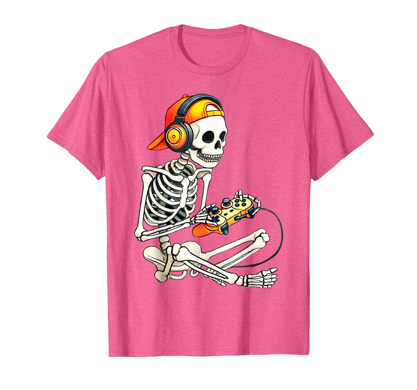 Retro Skeleton Playing Video Games Halloween Gaming Boy T-Shirt