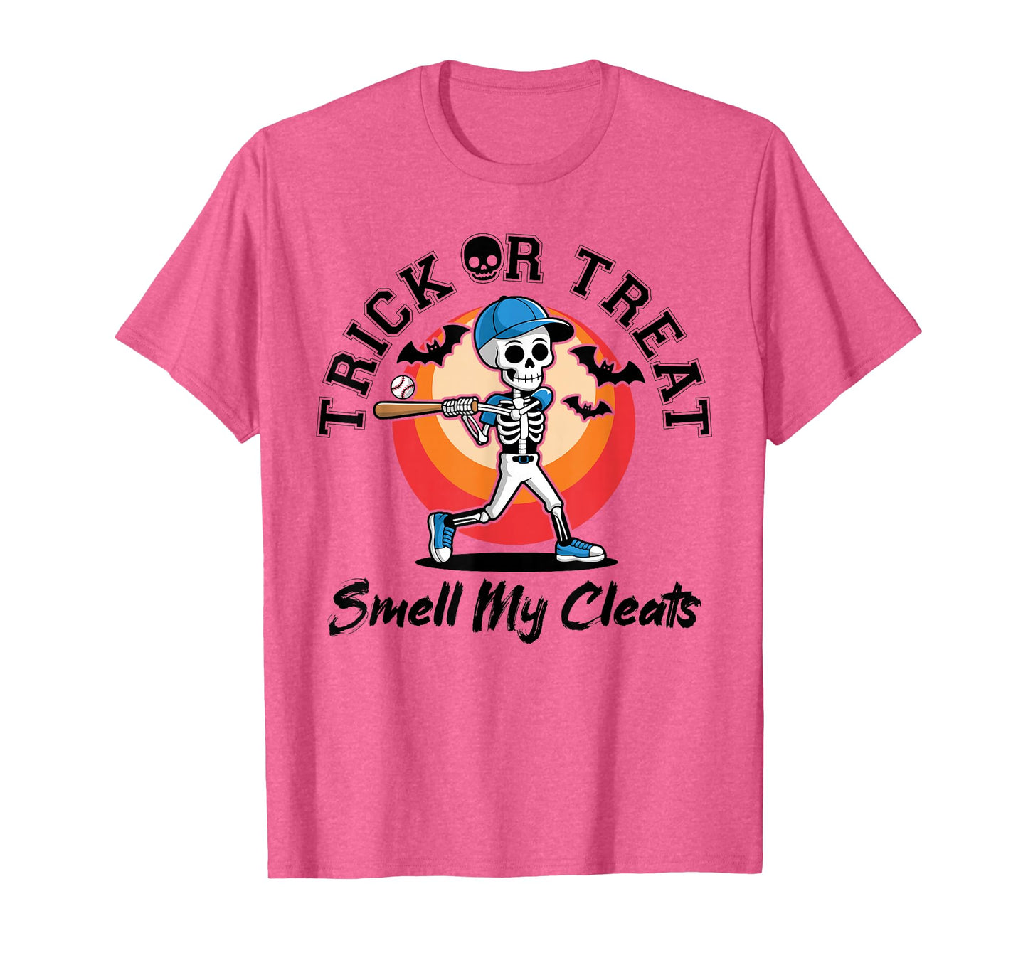 Trick Or Treat Smell My Cleats Halloween Skeleton Baseball T-Shirt