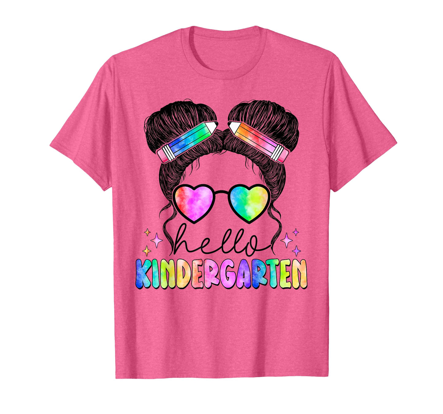 Hello Kindergarten Messy Hair Bun Girl Back To School Gift T-Shirt