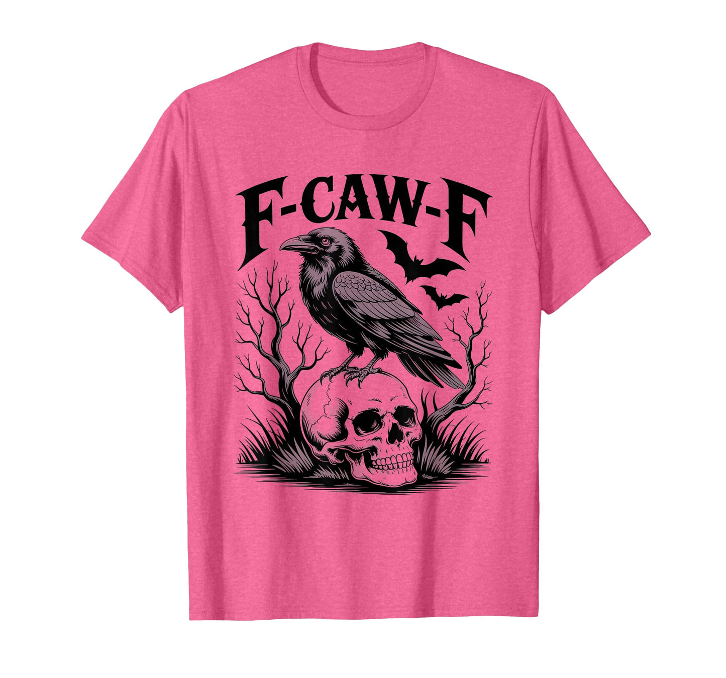 F-CAW-F Crow Funny Halloween Humor Black Bird Gothic Moon T-Shirt