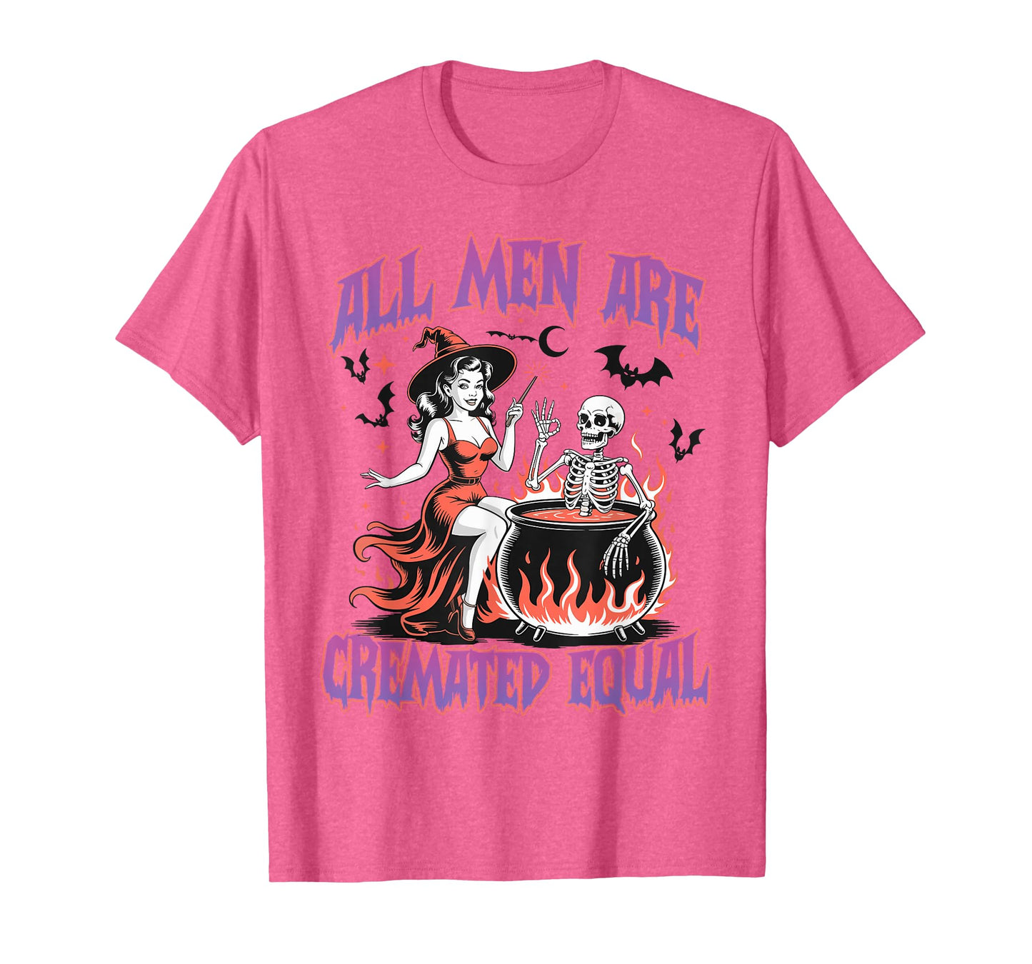 All Men are Cremated Equal Funny Halloween Witch Skeleton T-Shirt