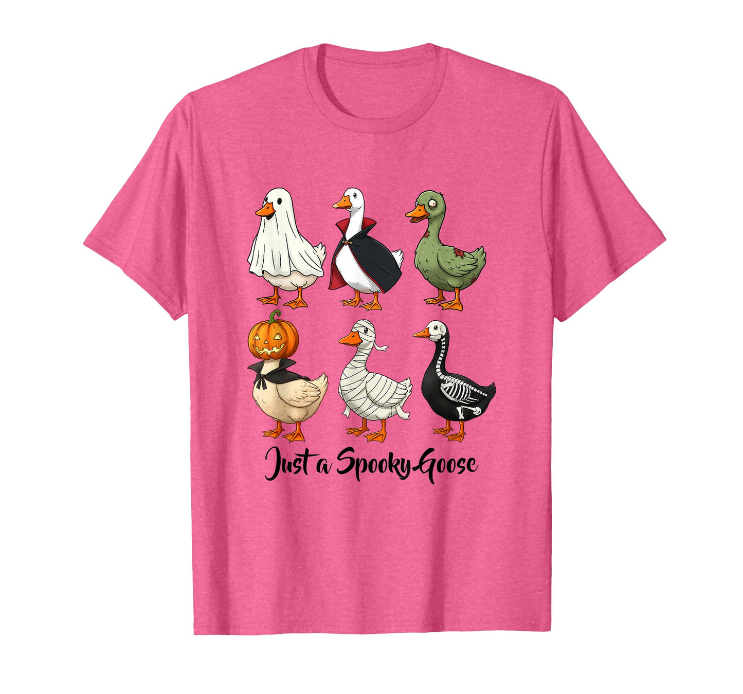 Just a Spooky Goose Funny Halloween Geese Skeleton Pumpkin T-Shirt